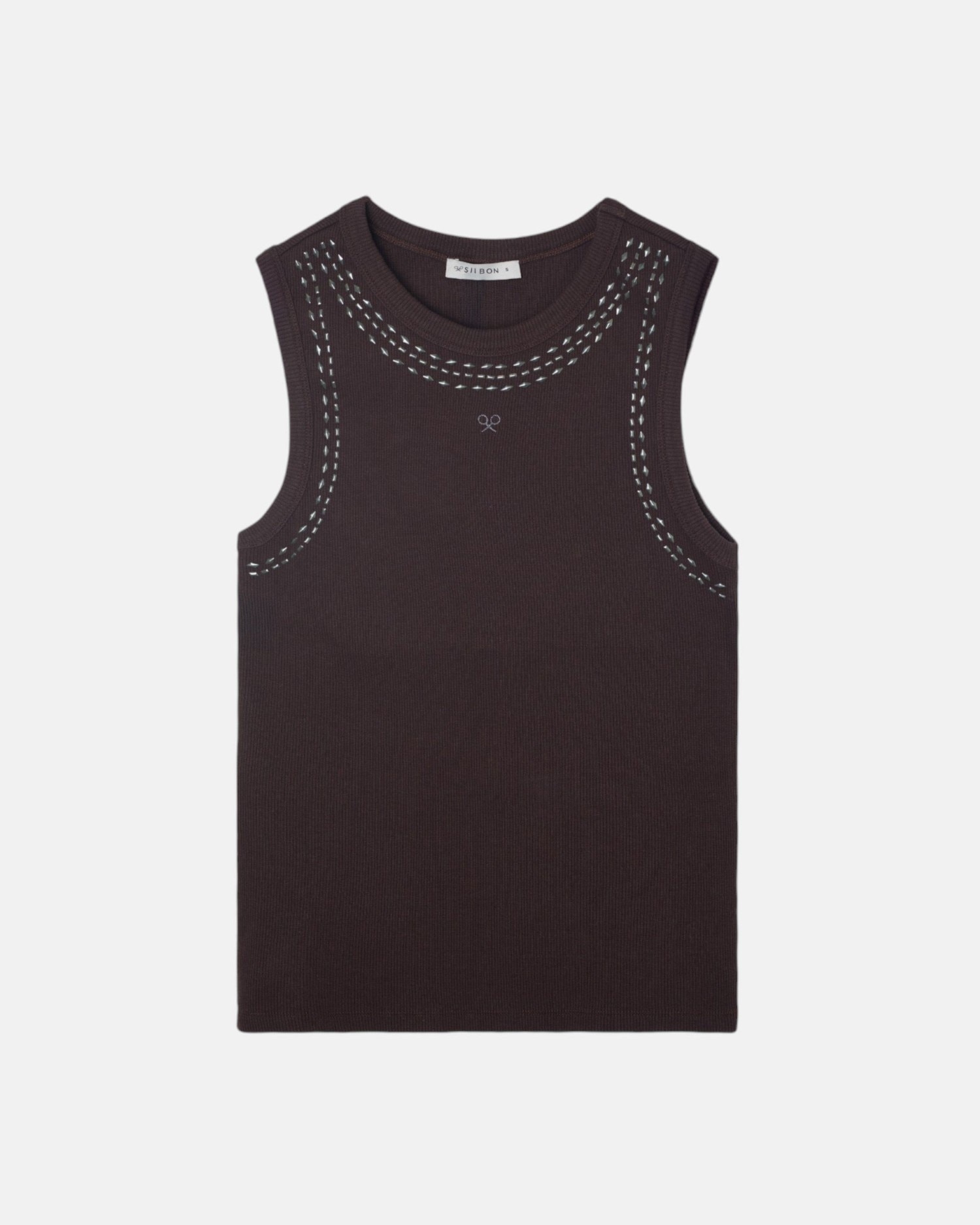 T-shirt Woman Tank Top Tachas em Castanho Castanho-4