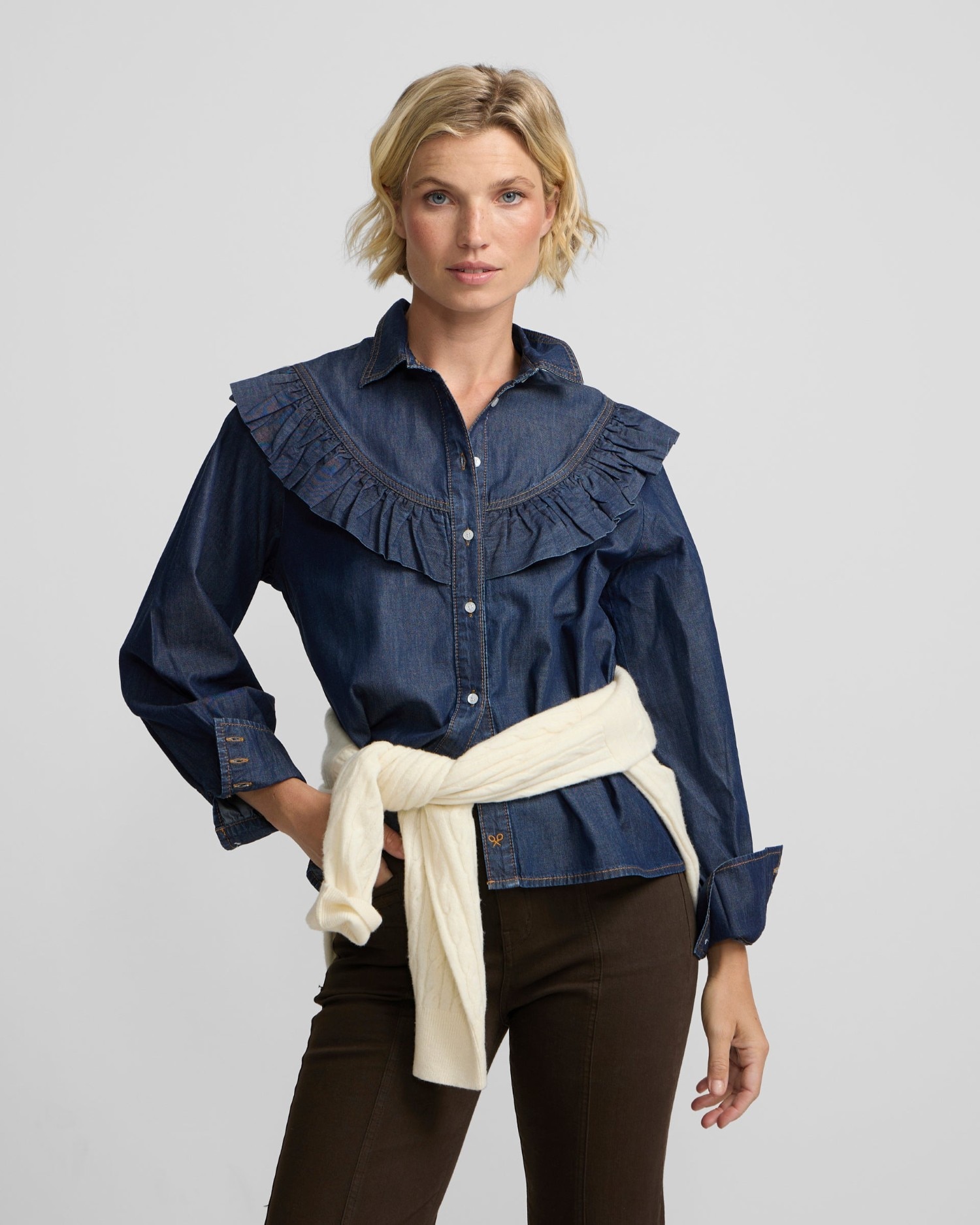 Imagem 0 de Camisa com Folhos Denim