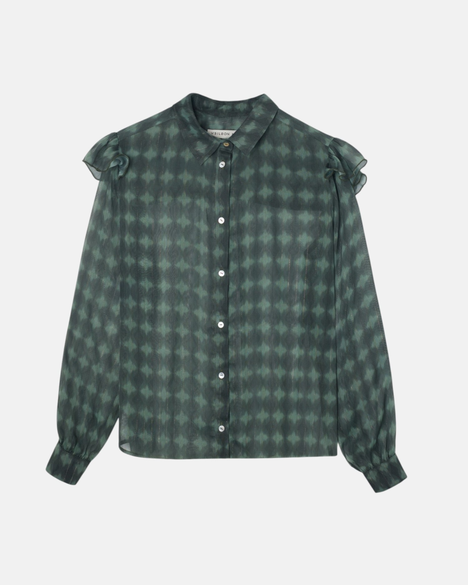 Imagem 0 de Blusa com Folhos e Estampado Étnico em Verde