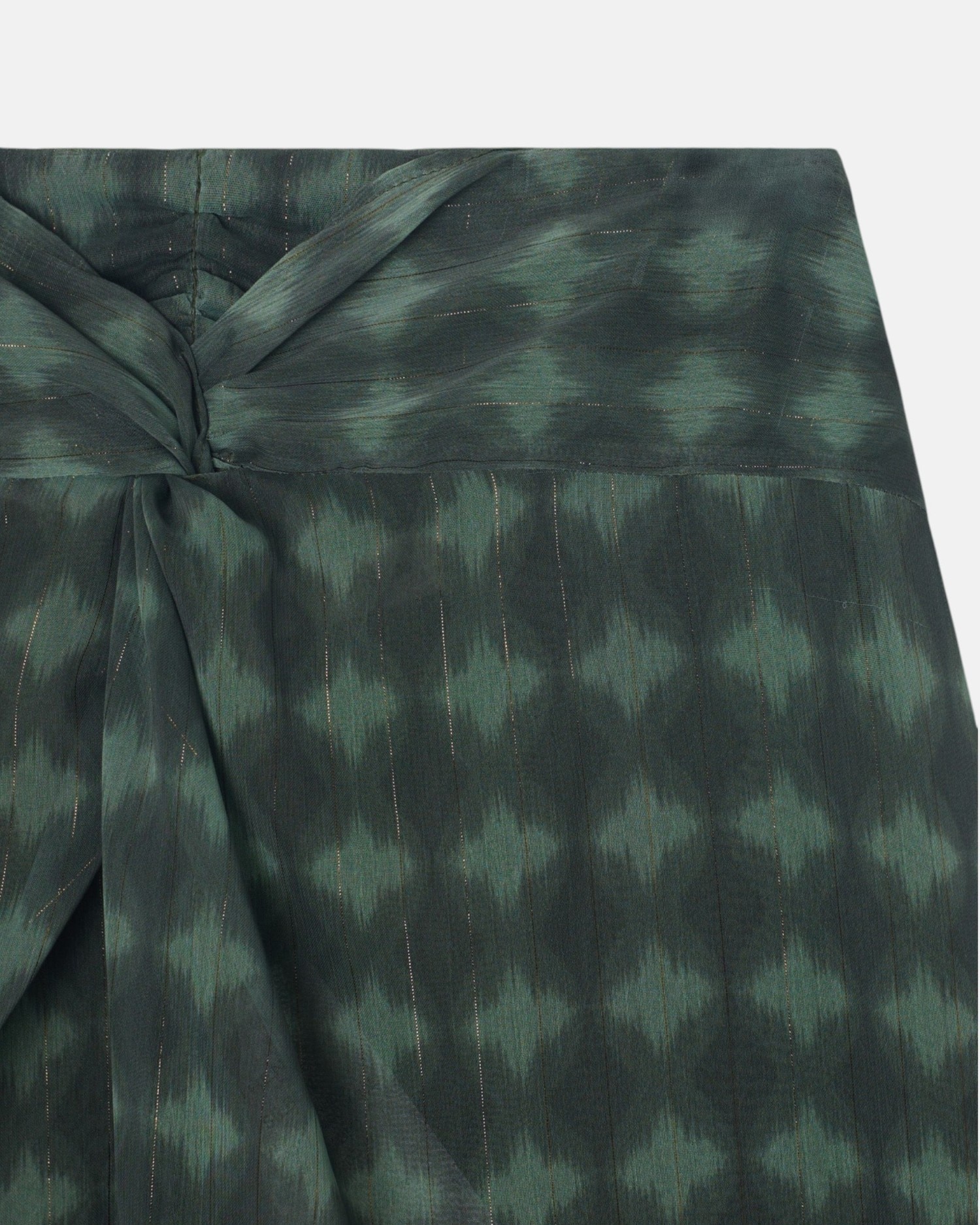 Saia Midi com Nó Estampado Étnico em Verde Verde-3