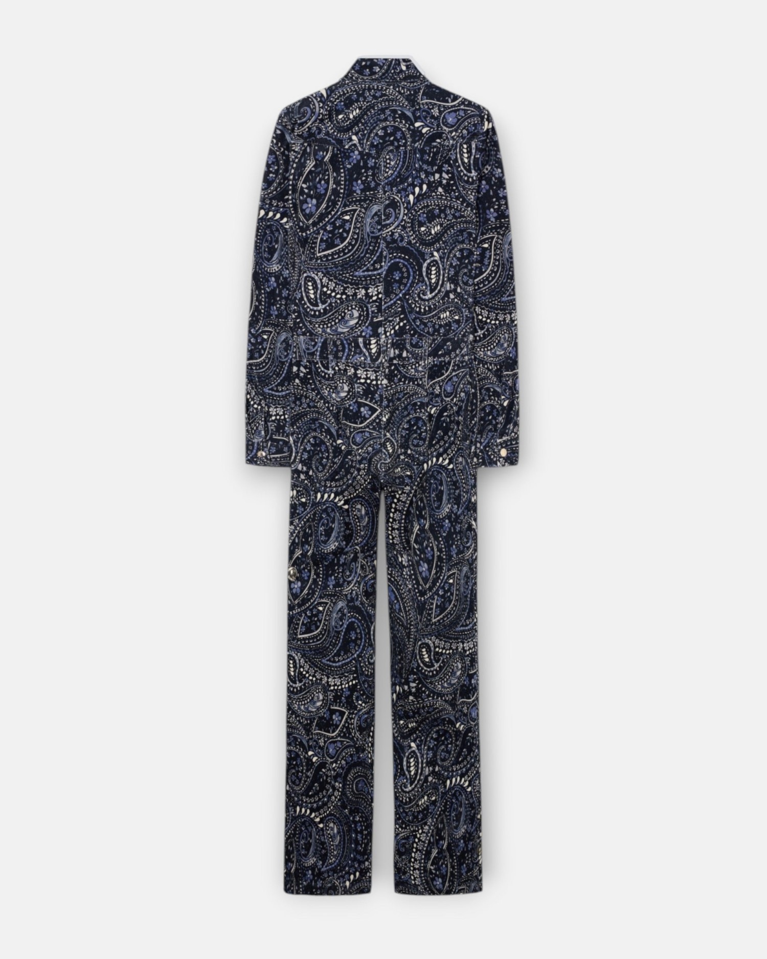 Macacão em Microbombazina com Estampado Paisley Azul-5