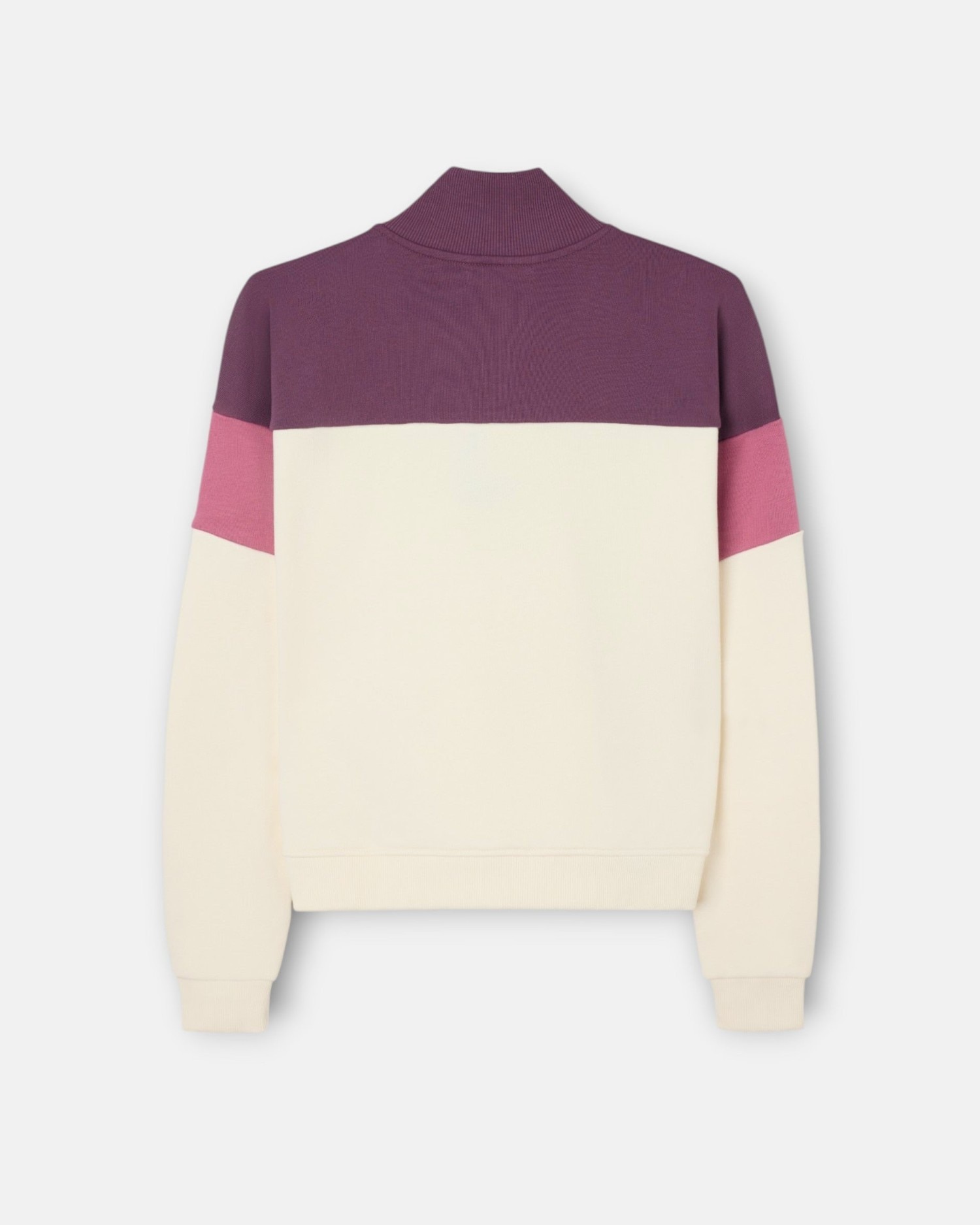 Sweatshirt Woman Tricolor Gola com Botões em Rosa e Cru Bege-3
