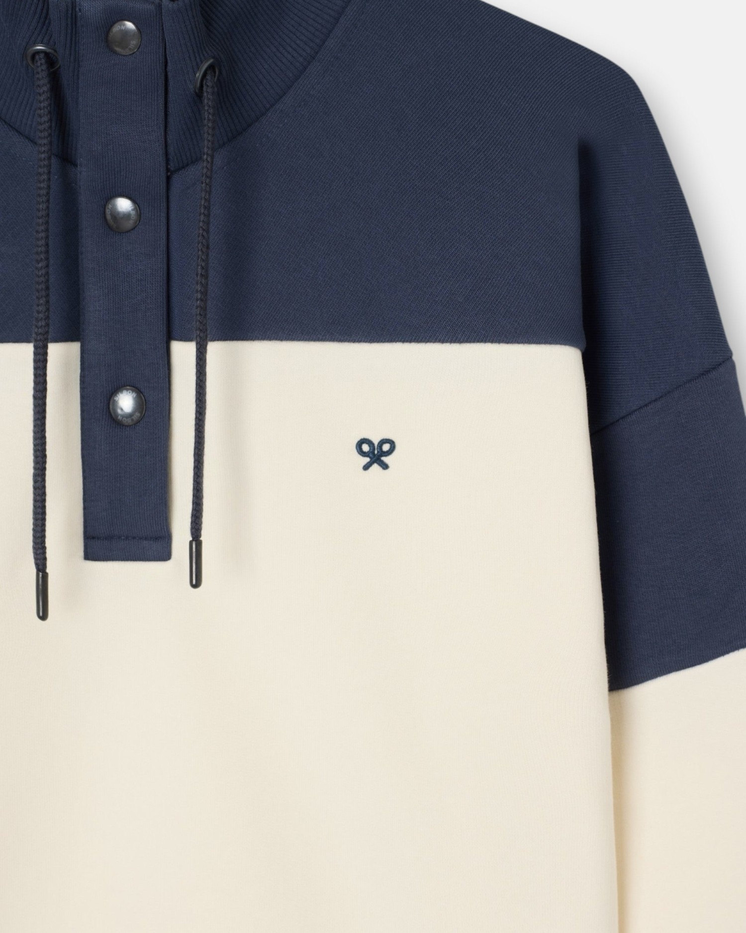 Sweatshirt Tricolor Gola com Botões em Azul-marinho e Cru Azul-marinho-2
