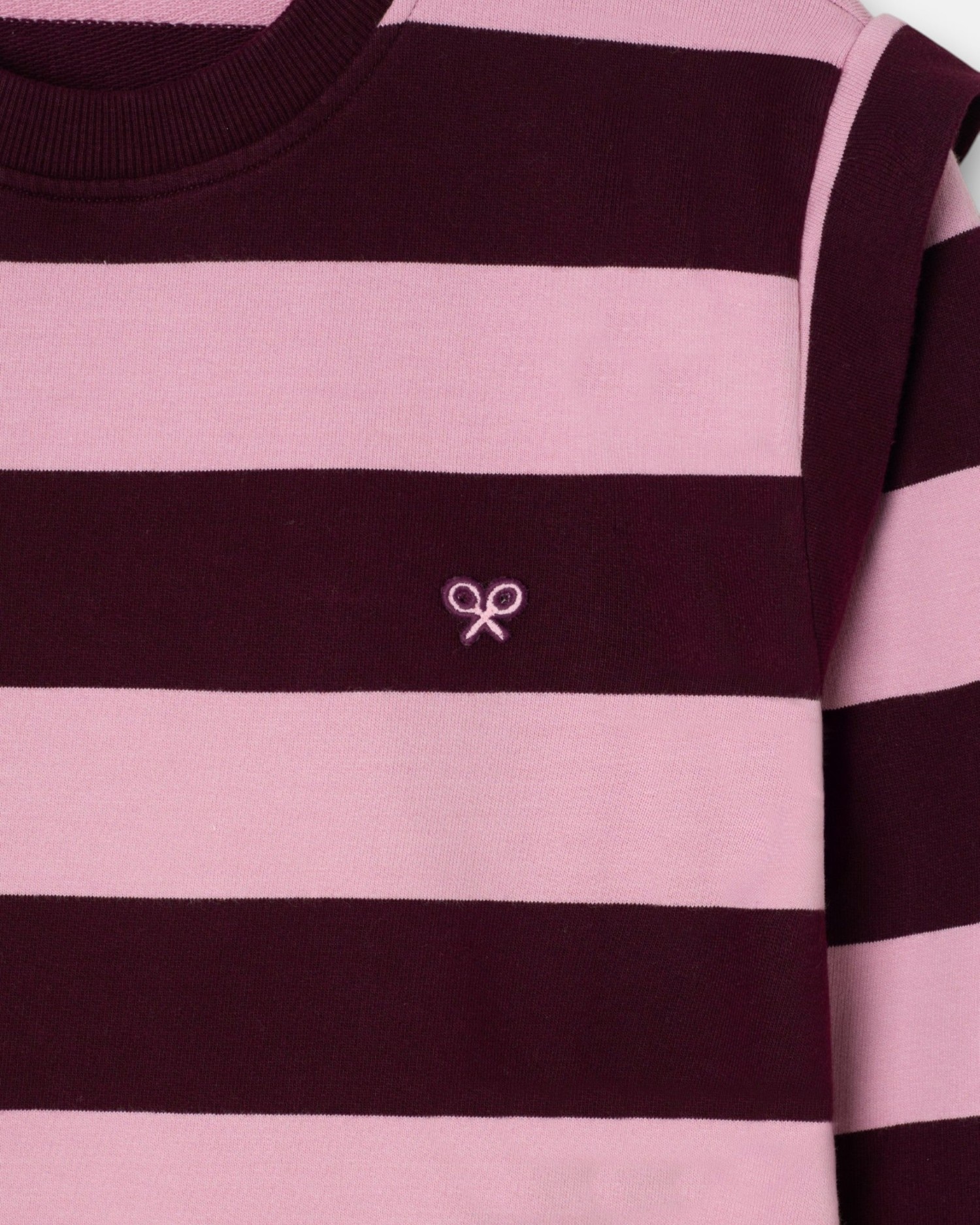 Sweatshirt com Ombreiras Às Riscas Grená-2