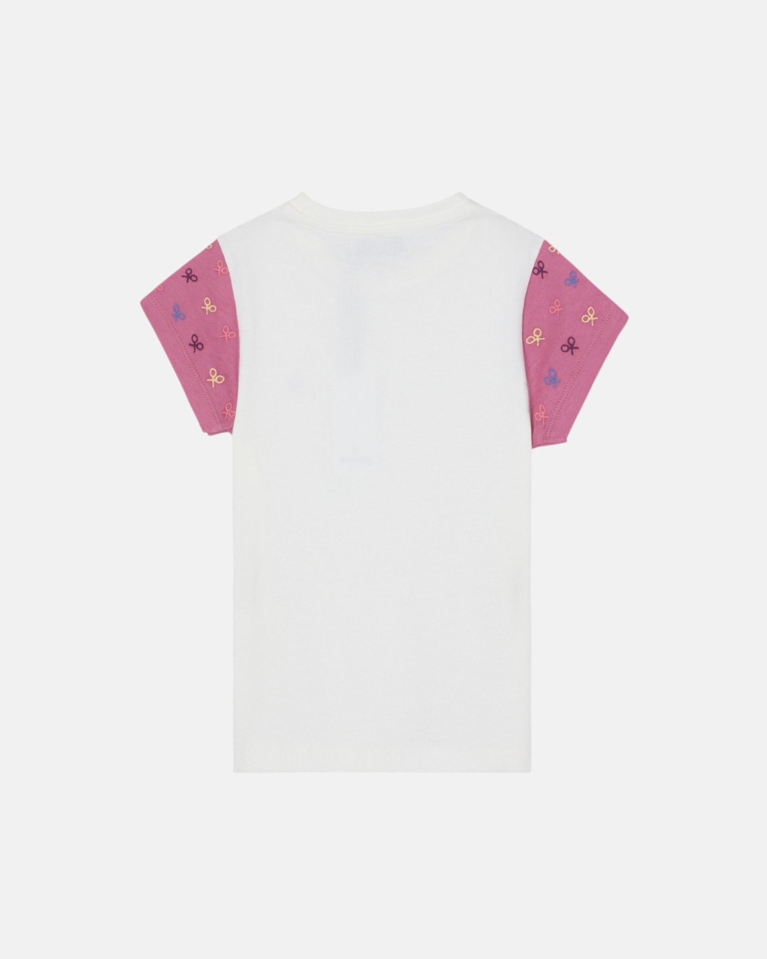 T-shirt Infantil Raquetes com Mangas de Folho Branco / Rosa-5