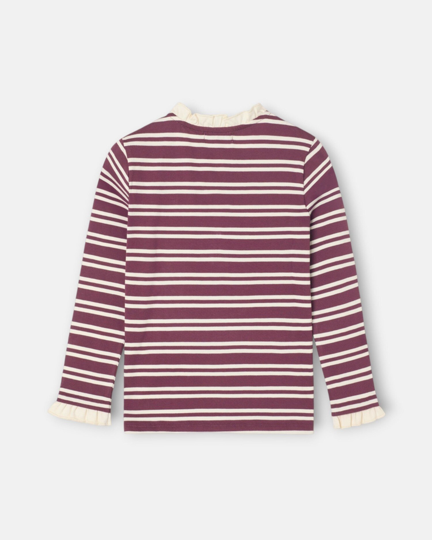 T-shirt Infantil com Gola Folho Às Riscas Grená-5