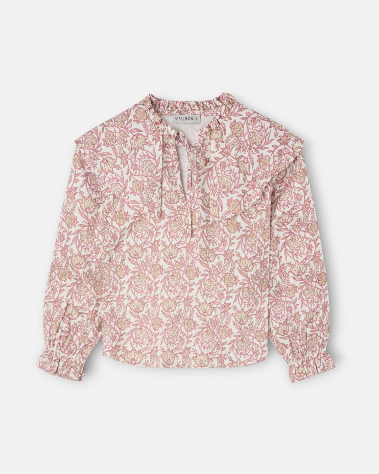 Blusa Infantil com Estampado Floral Silbon Branco / Rosa-4