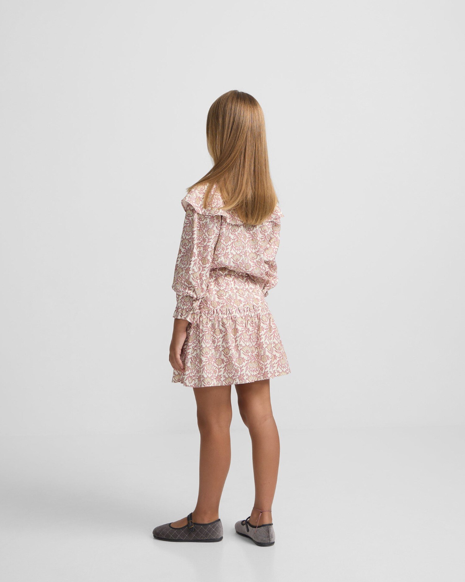 Saia Infantil com Estampado Floral Silbon Branco / Rosa-2