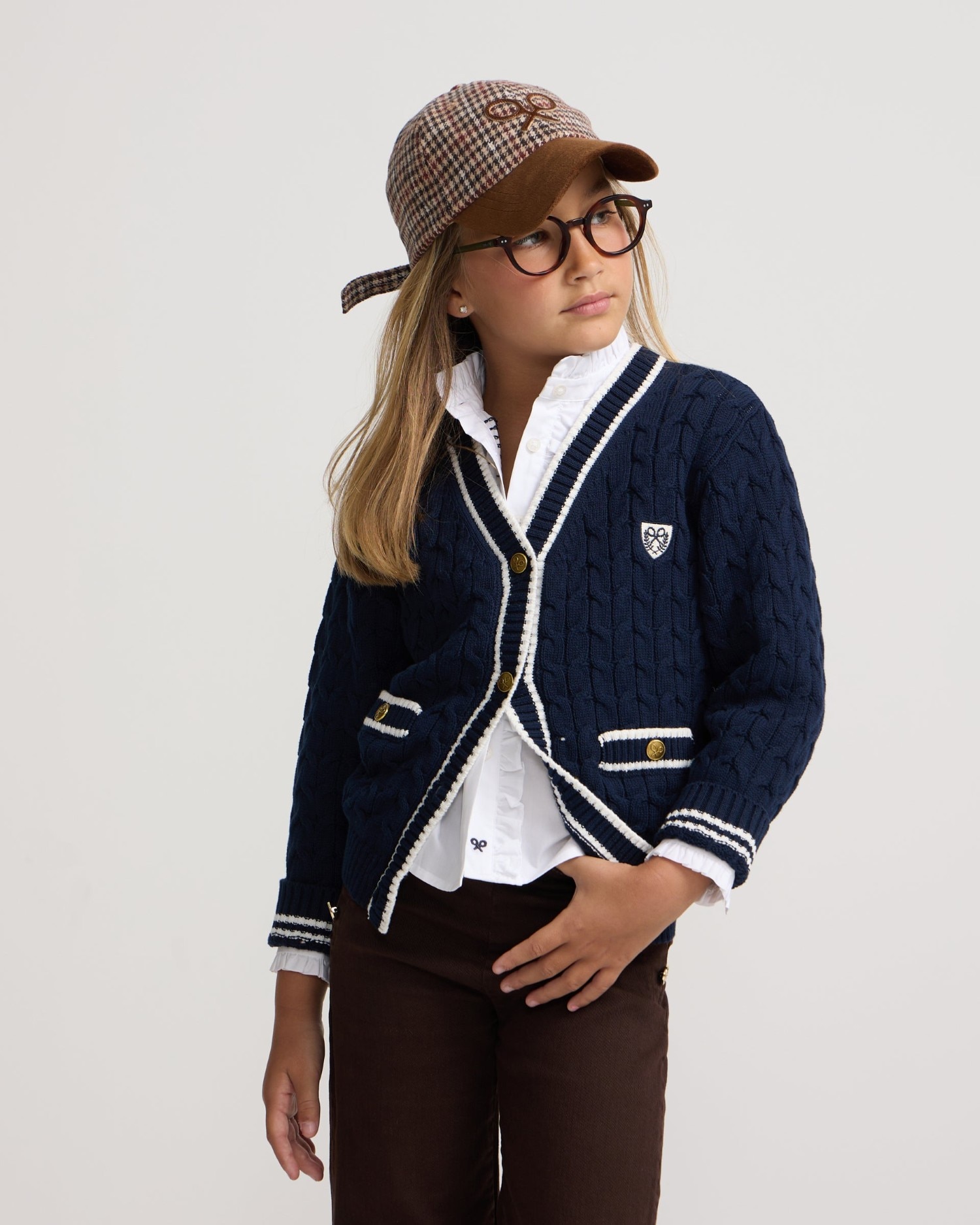 Cardigan College com Escudo Azul-marinho-3