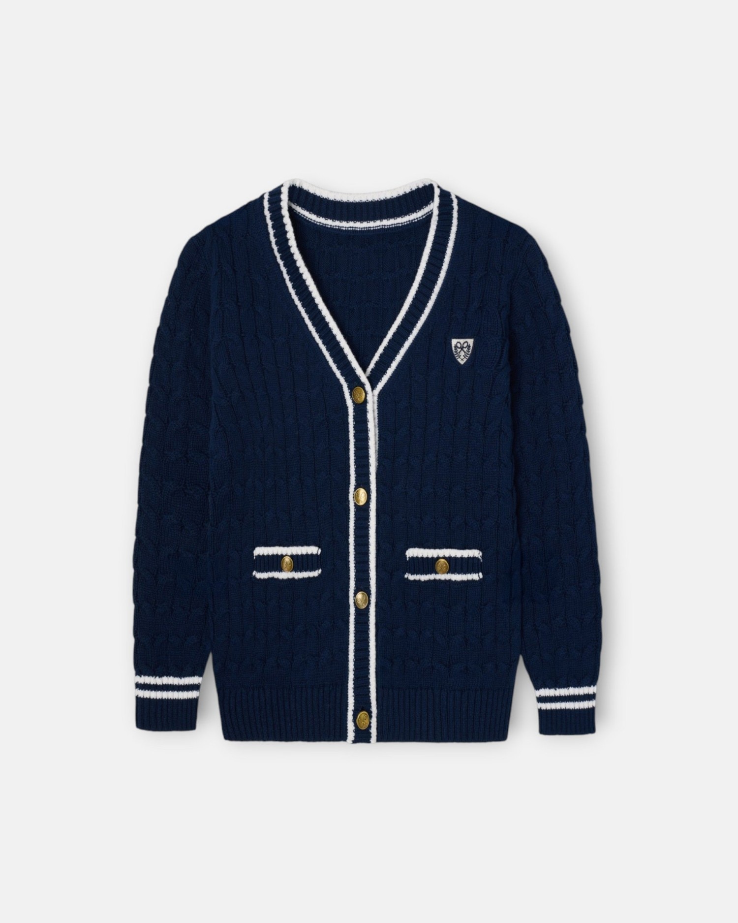 Cardigan College com Escudo Azul-marinho-4