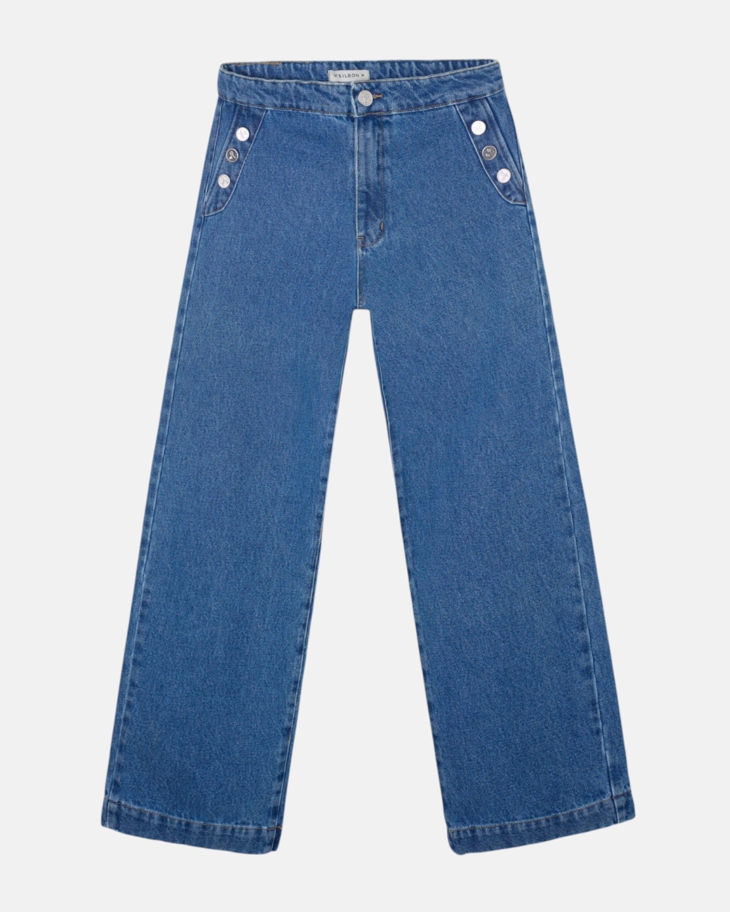 Calças Culotte Marinheiro Denim Azul Azul-4