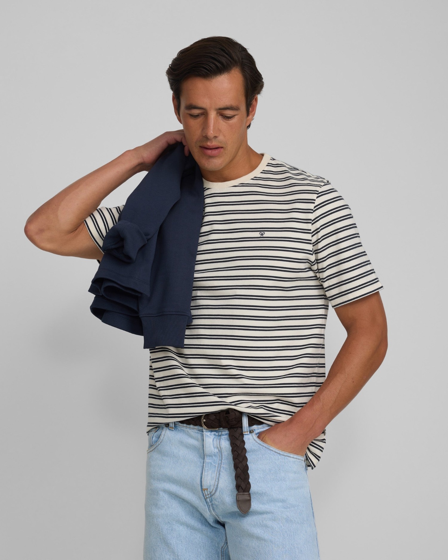 T-shirt Cruise Às Riscas Finas Azul / Branco-1