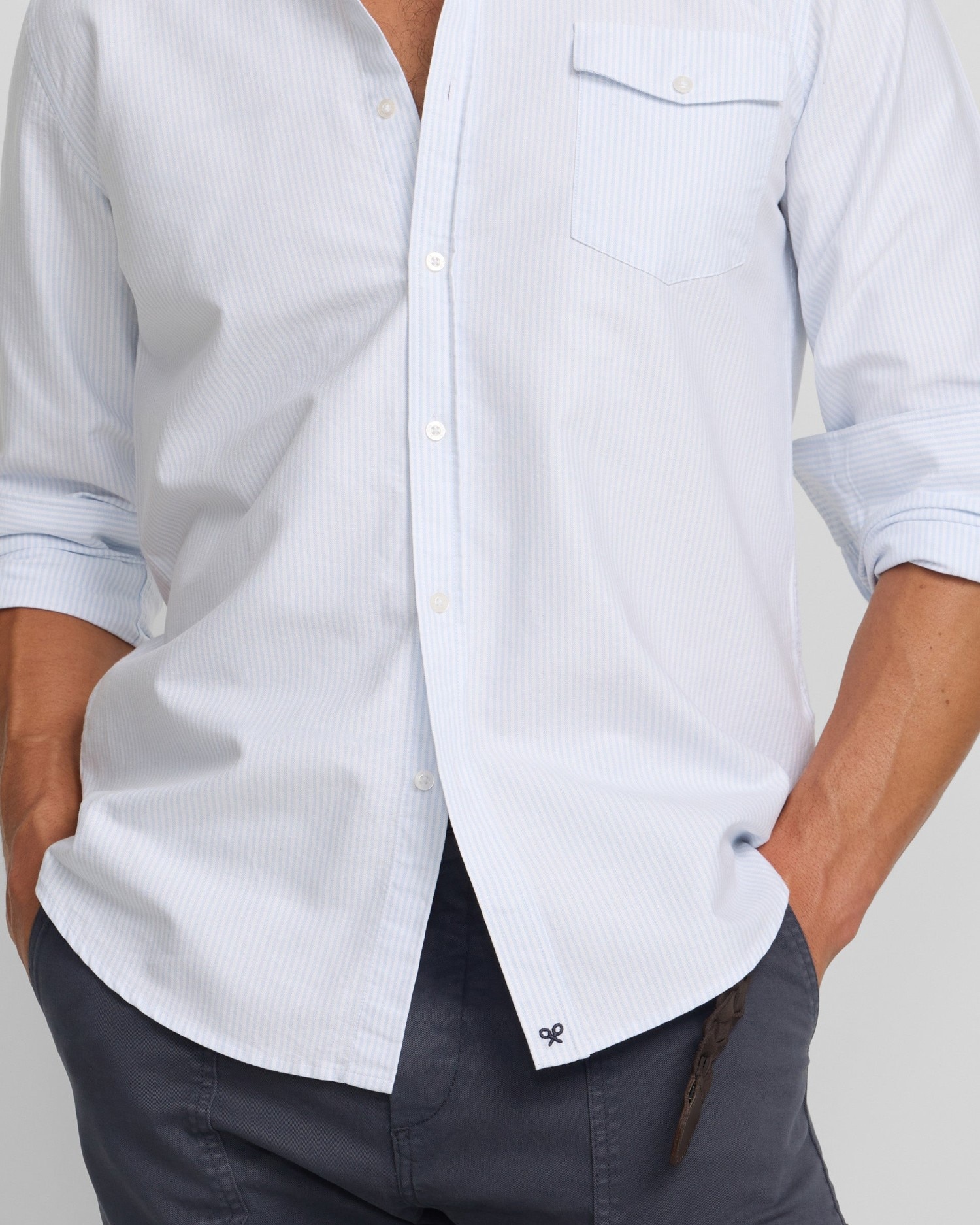 Camisa Sport Cruise com Bolso e Riscas Azul-3