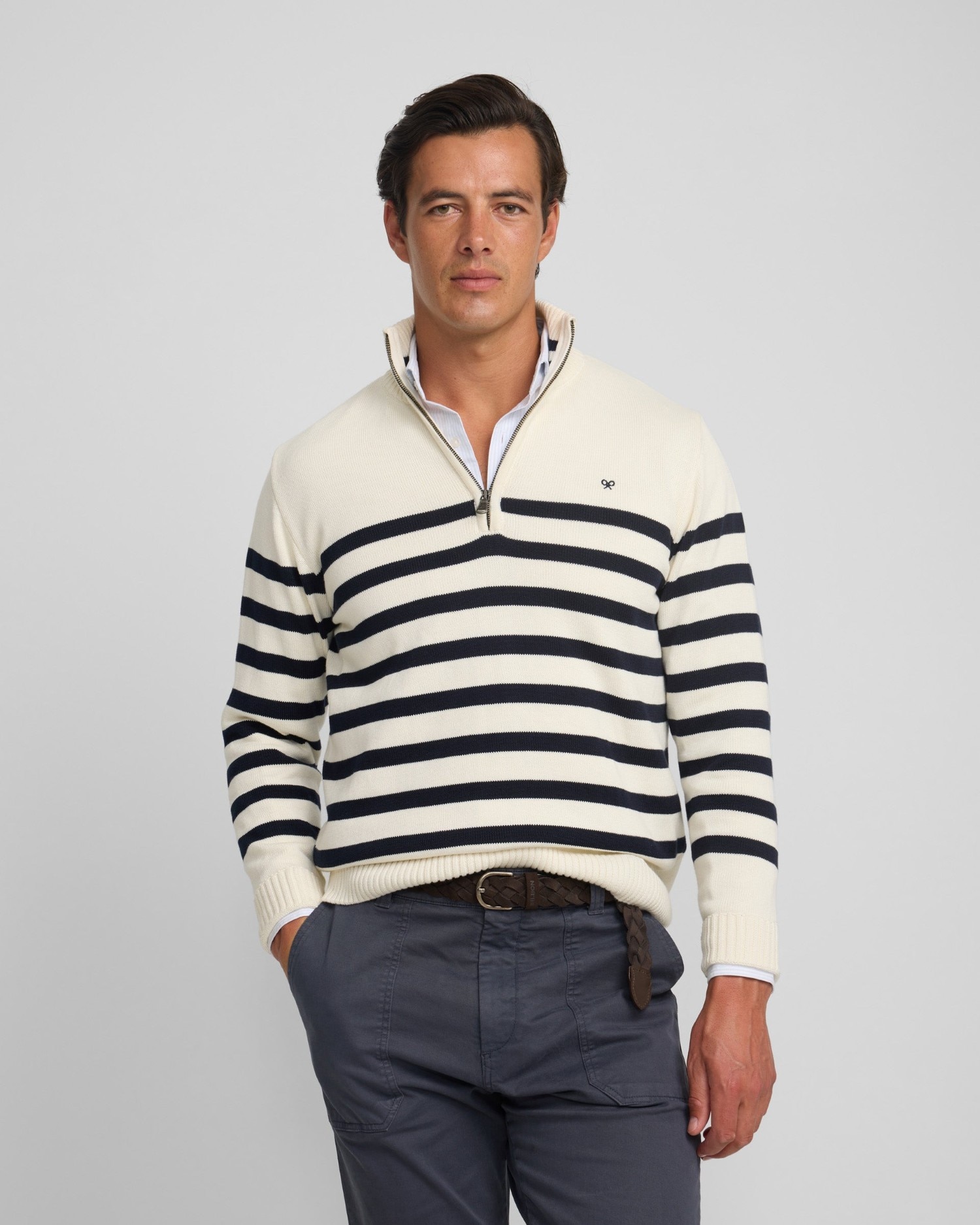 Imagem 0 de Camisola Cruise de Meia Fecho Zip e Riscas