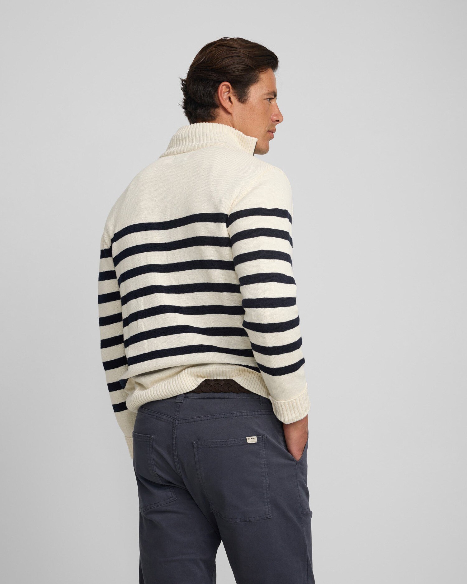 Camisola Cruise de Meia Fecho Zip e Riscas Azul / Branco-2