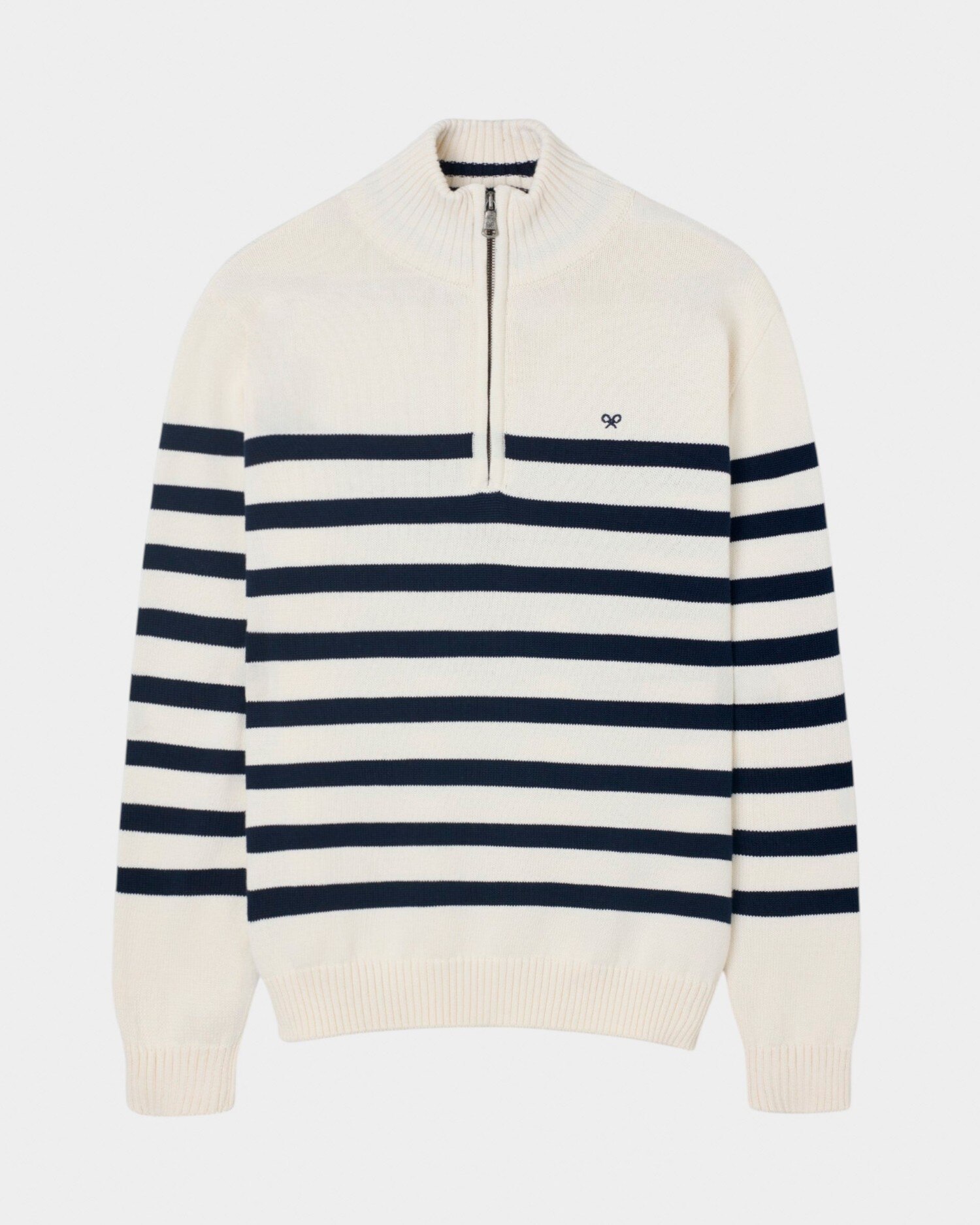 Camisola Cruise de Meia Fecho Zip e Riscas Azul / Branco-4