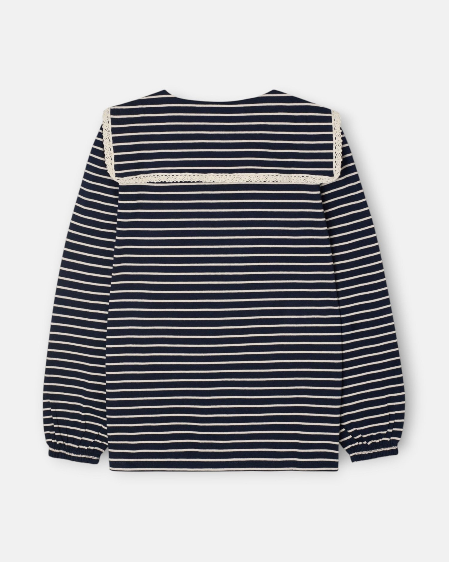 T-shirt de Manga Comprida com Gola Bobo Às Riscas Azul-marinho-4