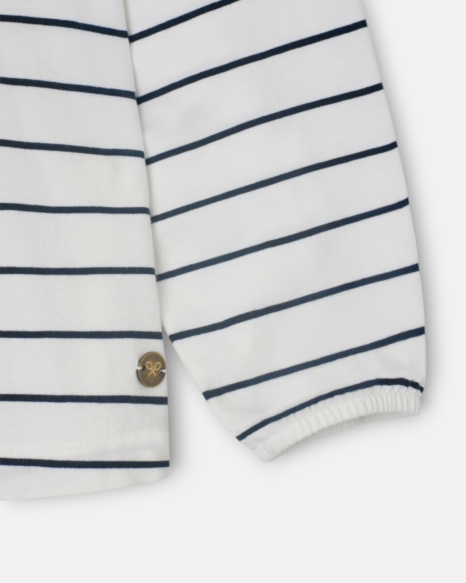 T-shirt Infantil com Gola Bobo Às Riscas Azul / Branco-3