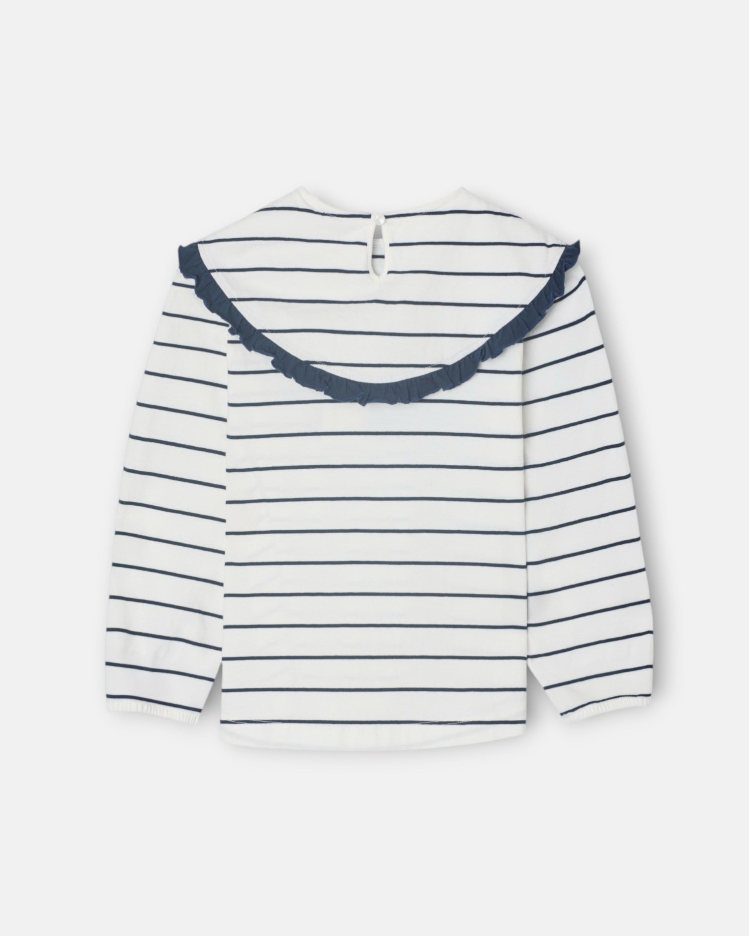 T-shirt Infantil com Gola Bobo Às Riscas Azul / Branco-4
