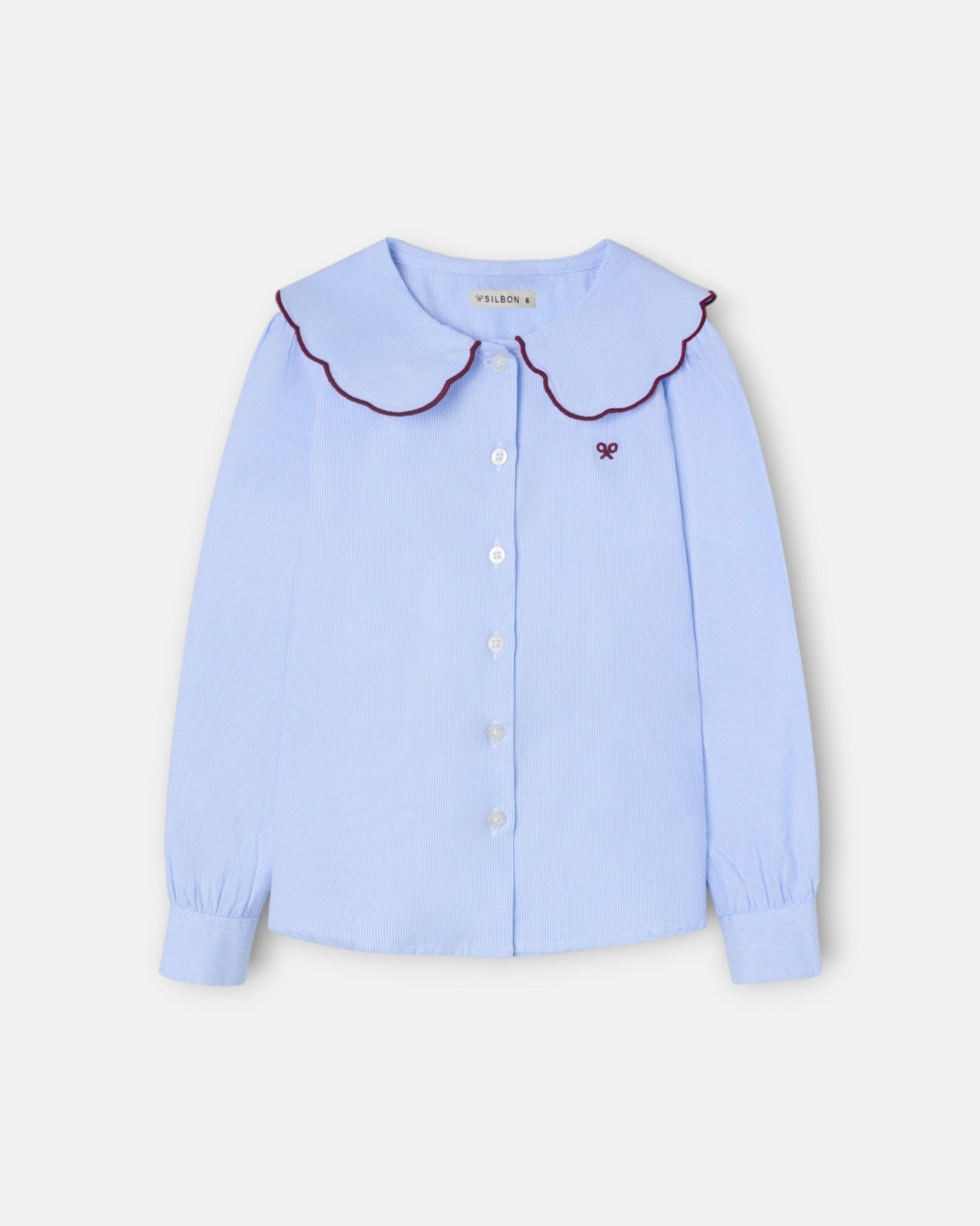 Camisa Infantil com Gola Bobo Às Riscas Azul-celeste-4