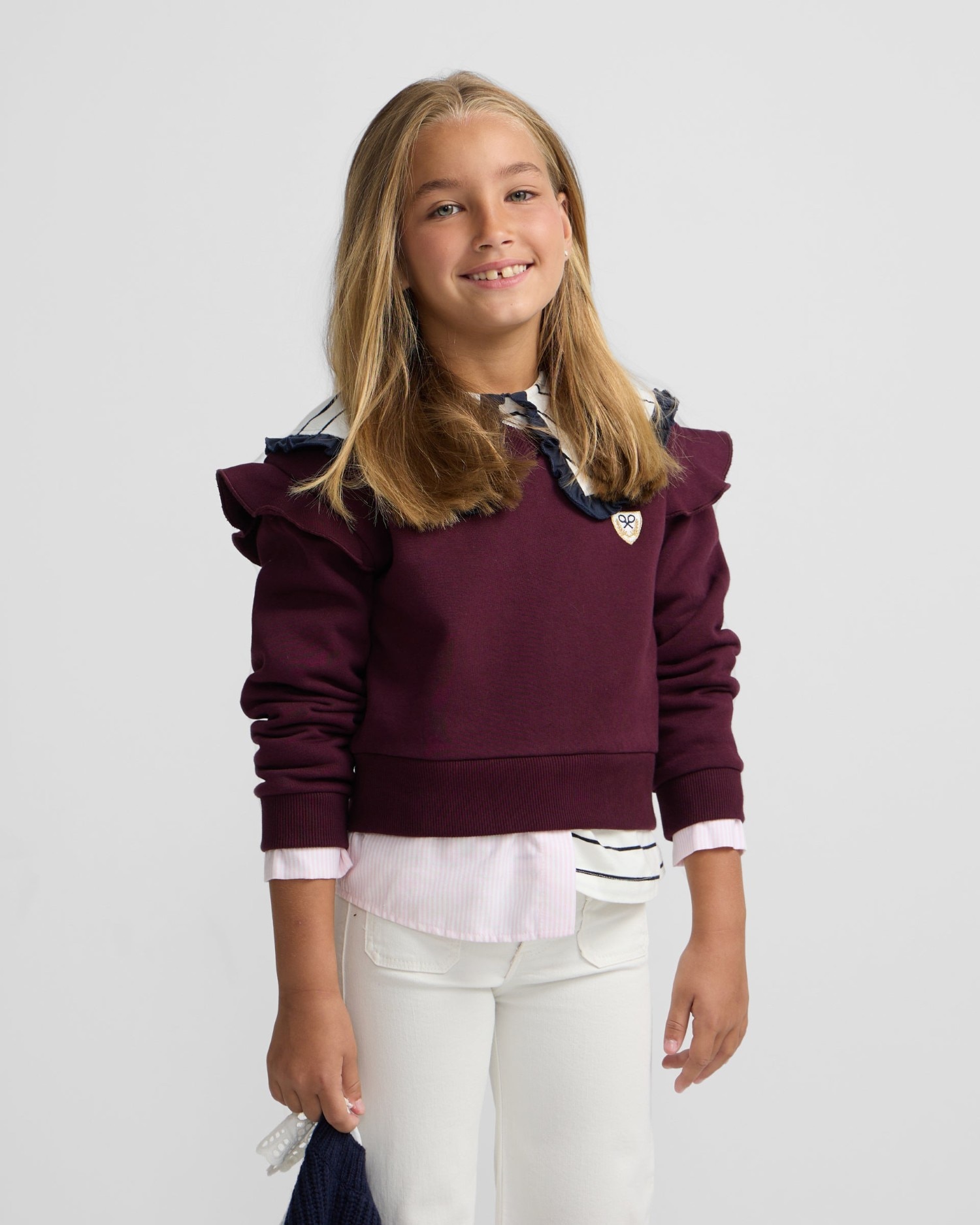 Imagem 0 de Sweatshirt Infantil com Escudo e Bainha Tipo Camisa