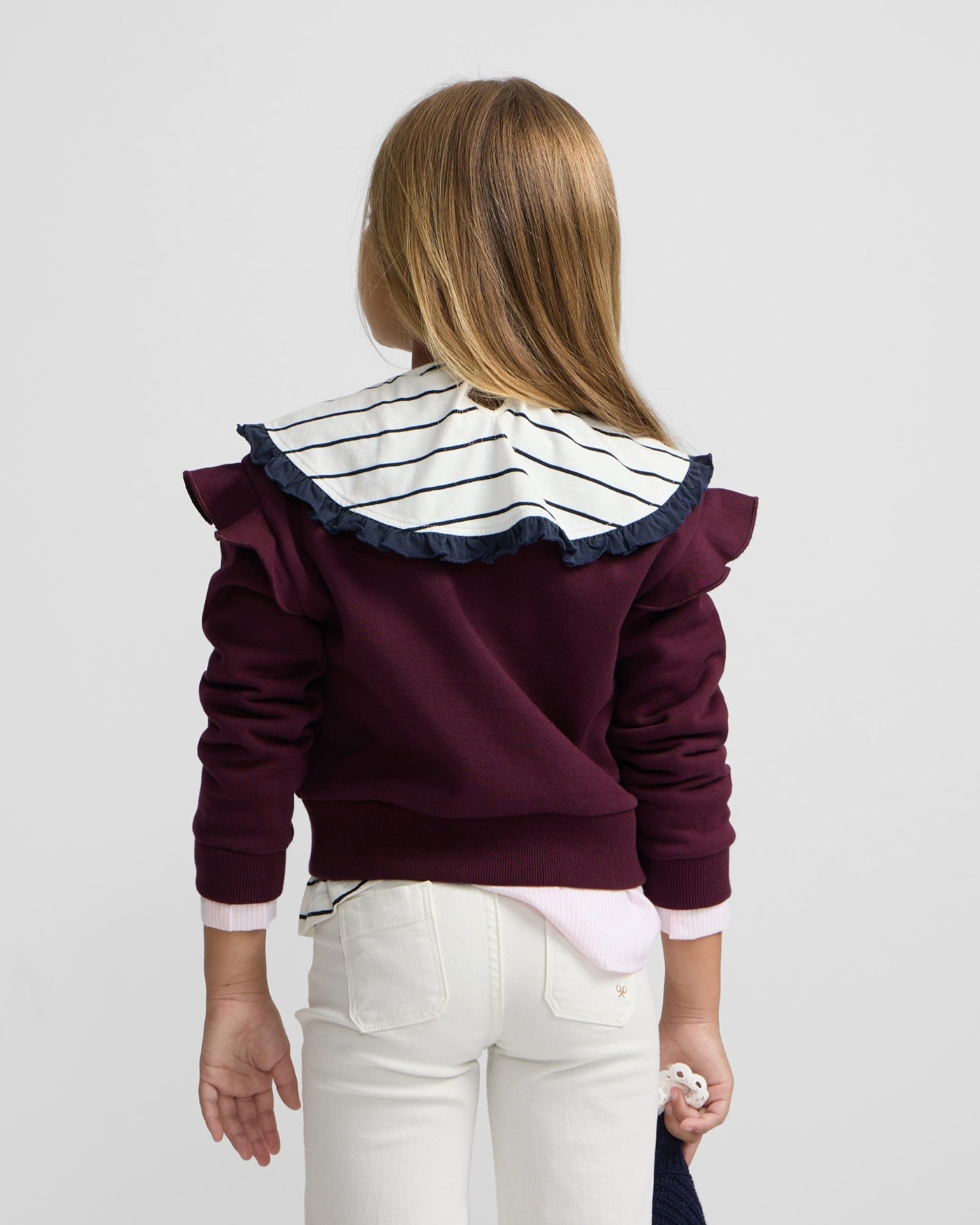 Sweatshirt Infantil com Escudo e Bainha Tipo Camisa Grená-2