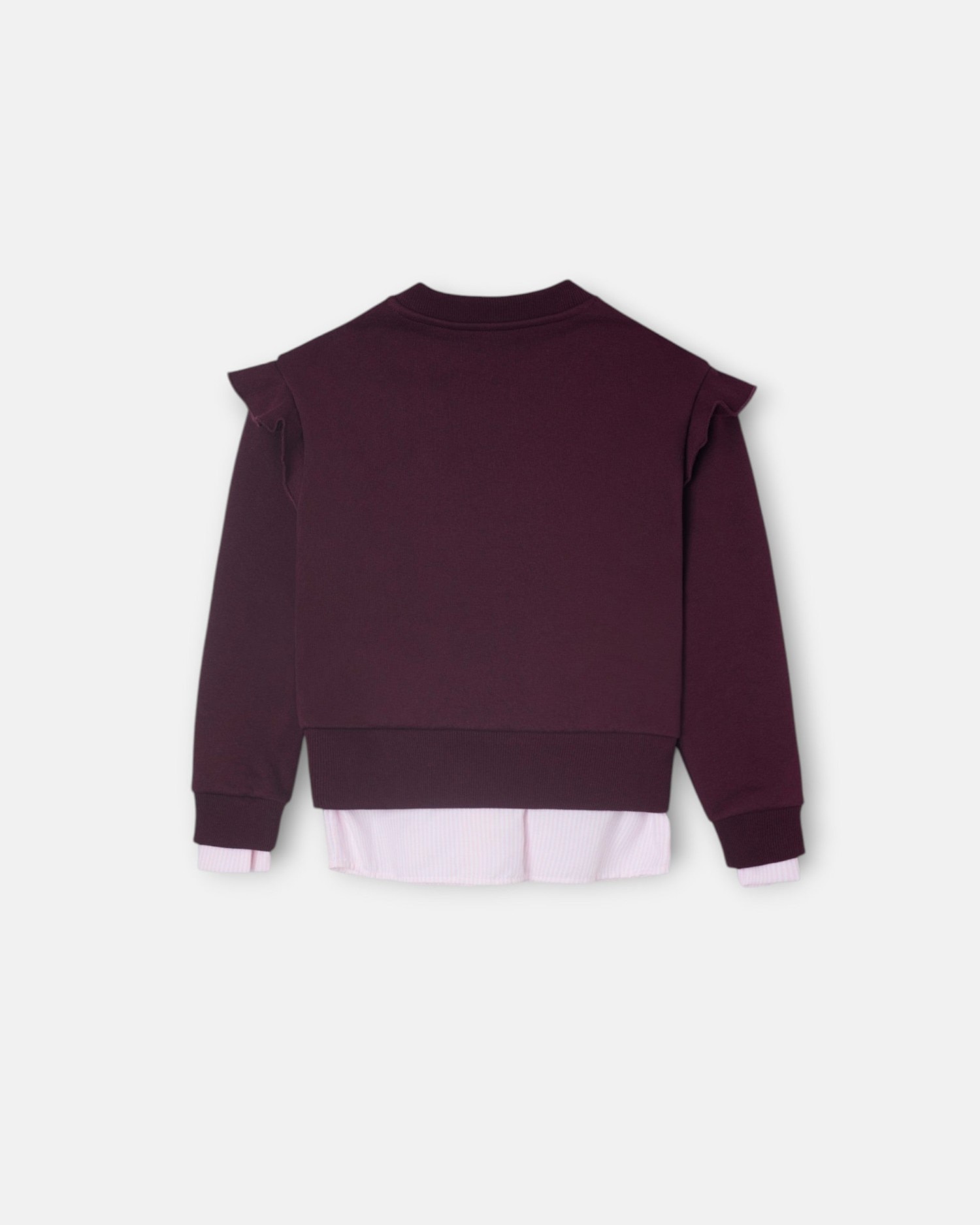 Sweatshirt Infantil com Escudo e Bainha Tipo Camisa Grená-5