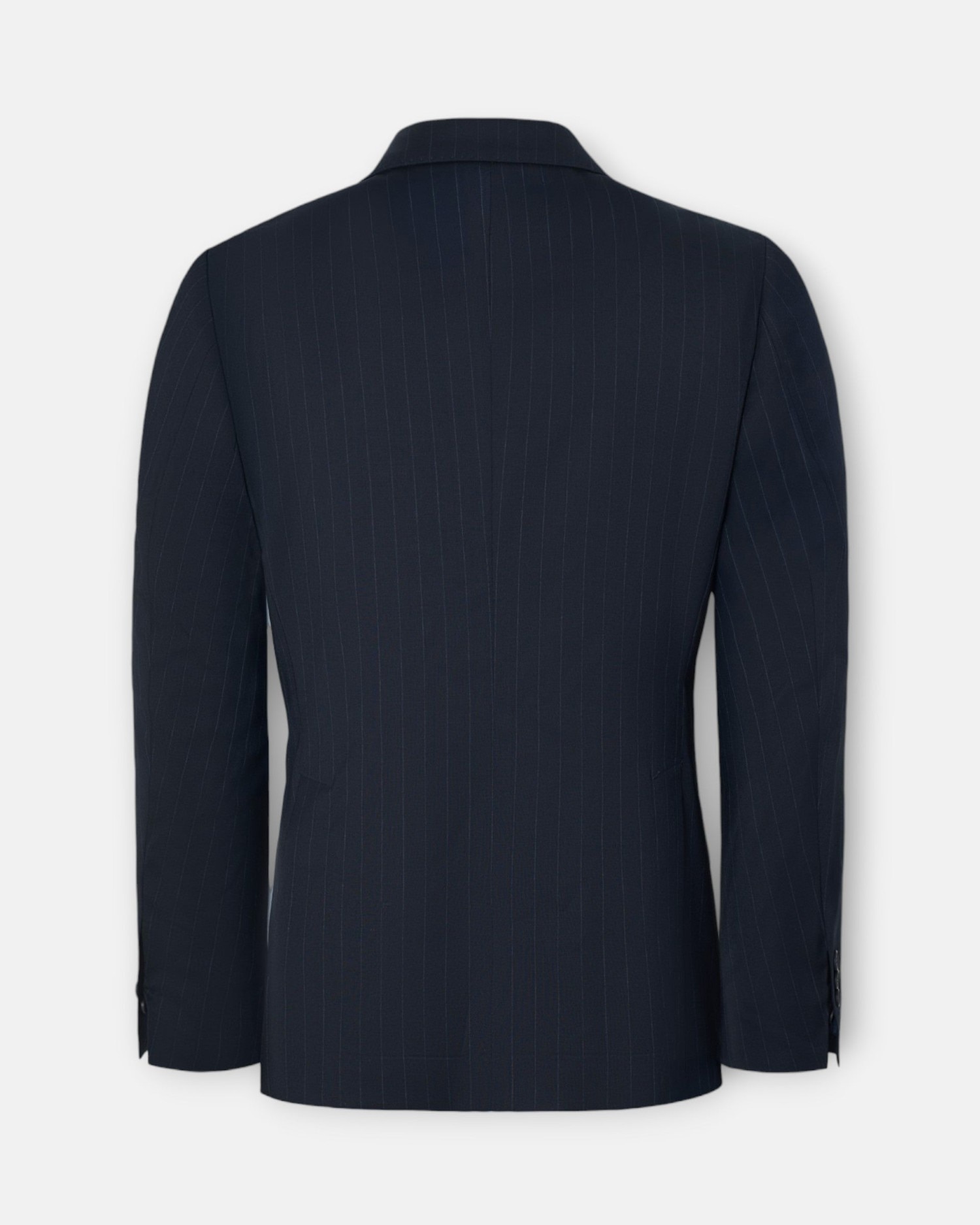 Blazer de Fato Cruzado Às Riscas Diplomáticas Azul-marinho-5