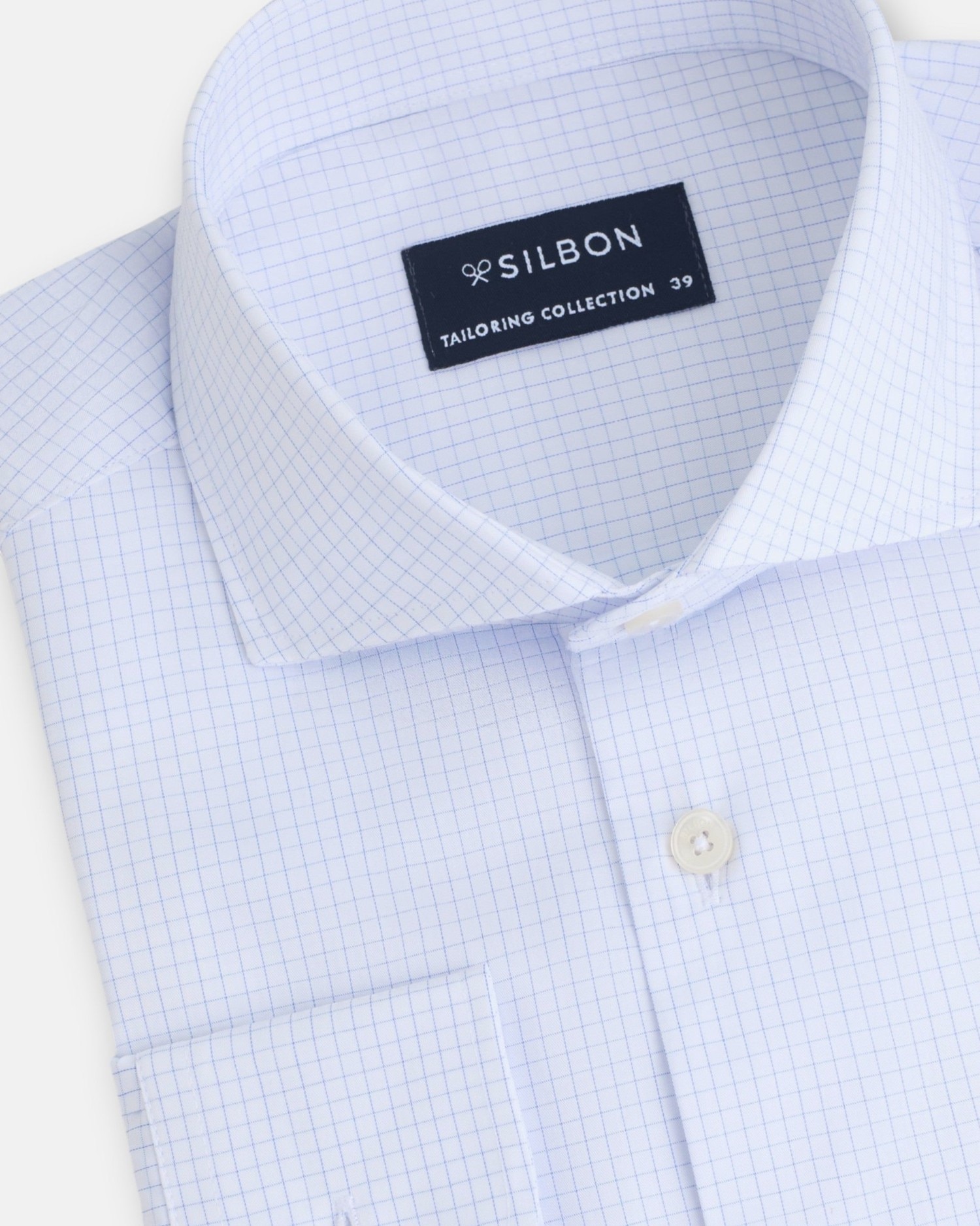 Camisa Formal Slim Aos Quadrados Pequenos Azul-celeste-2