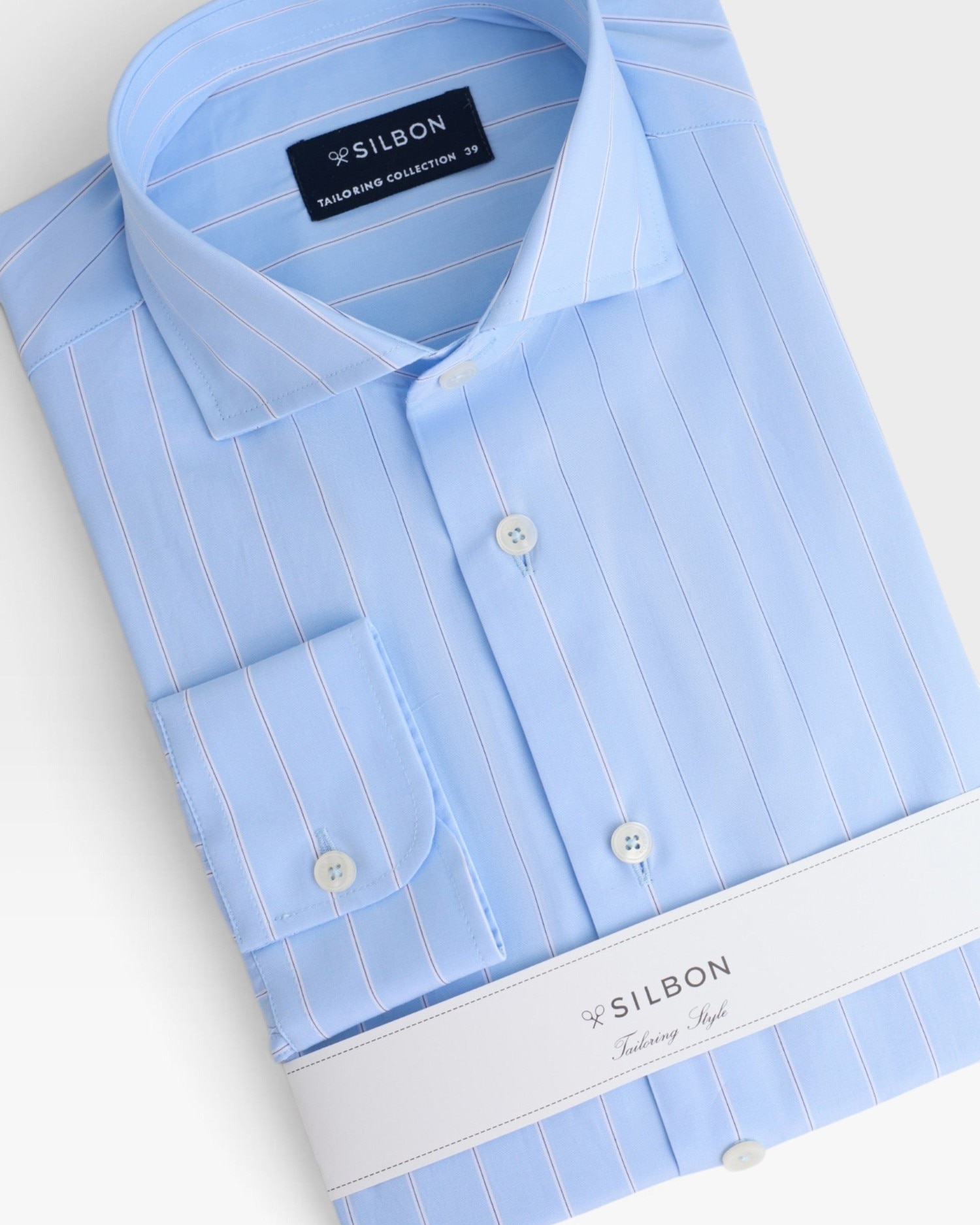 Camisa Formal Às Riscas Largas Azul-celeste-3
