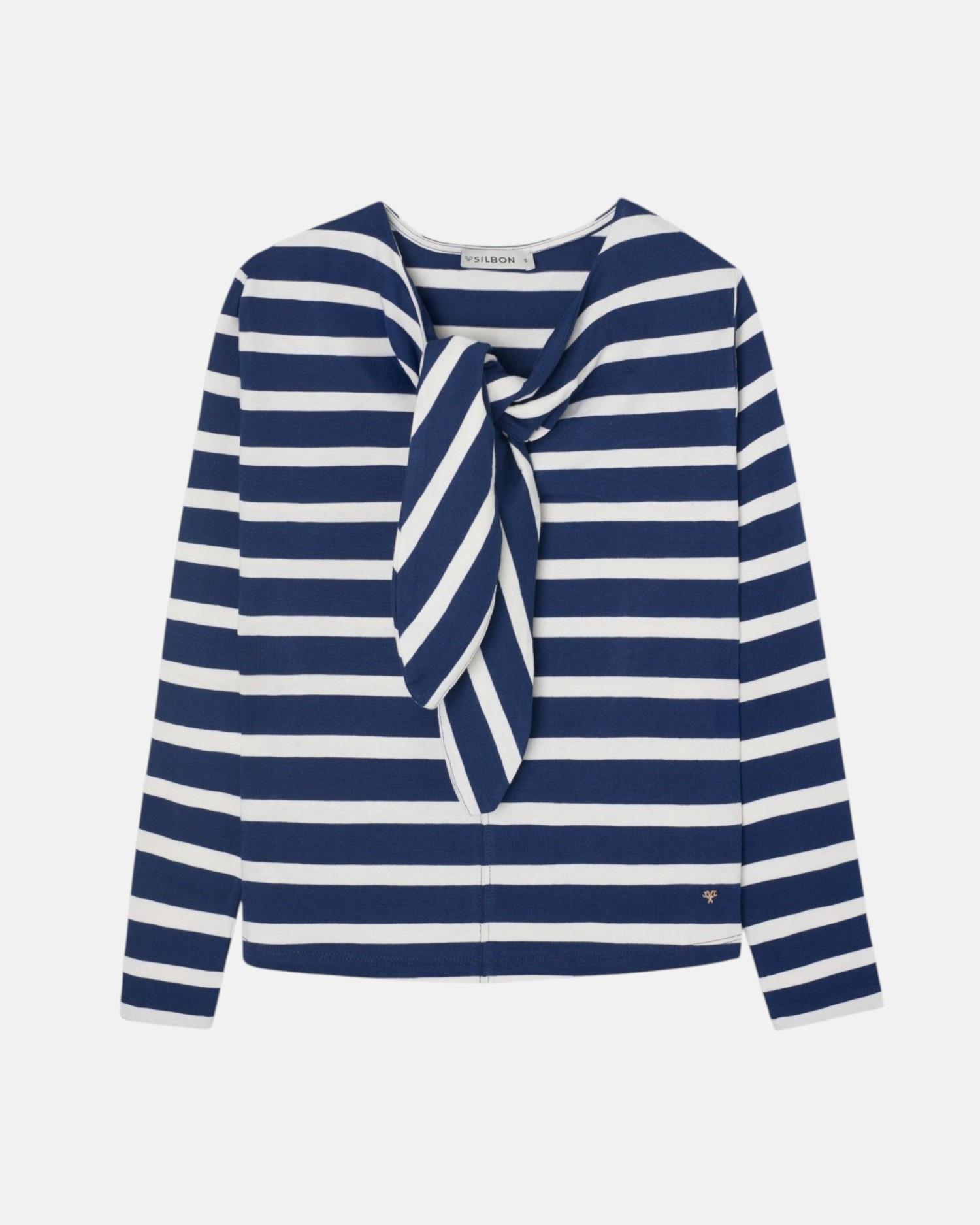 Imagem 0 de T-shirt Woman com Laçada Às Riscas em Azul-marinho