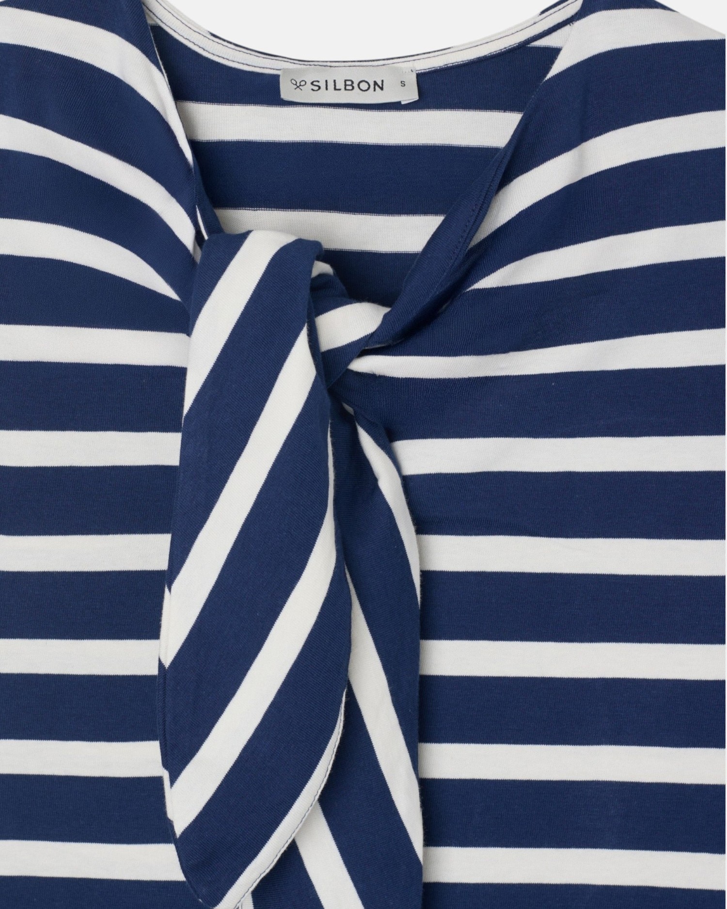 T-shirt Woman com Laçada Às Riscas em Azul-marinho Azul-marinho-3