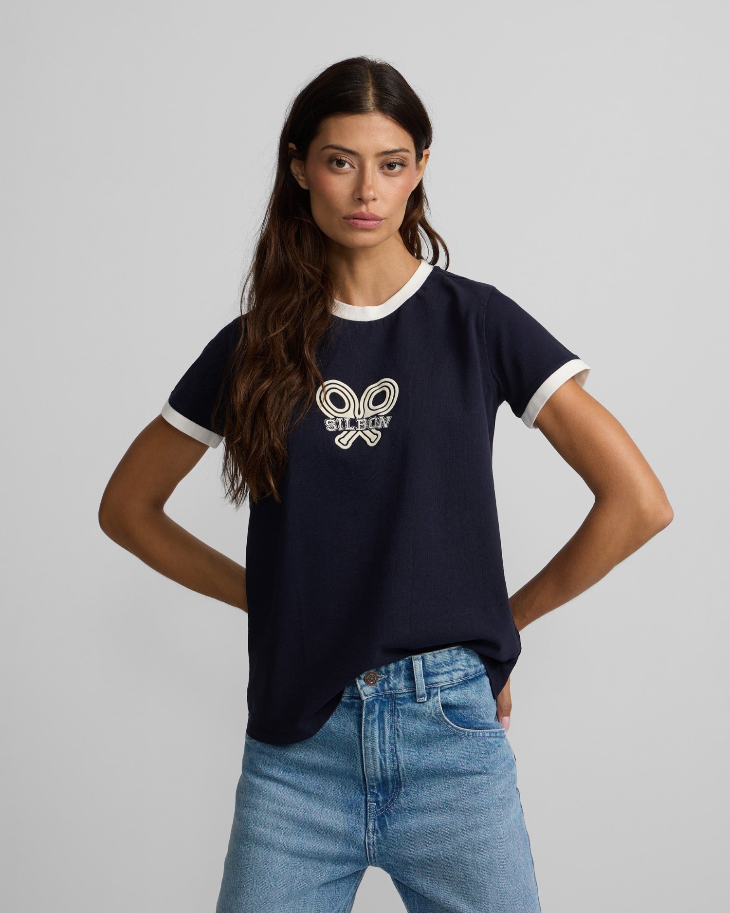 Imagem 0 de T-shirt Silbon Raquete Contraste Azul