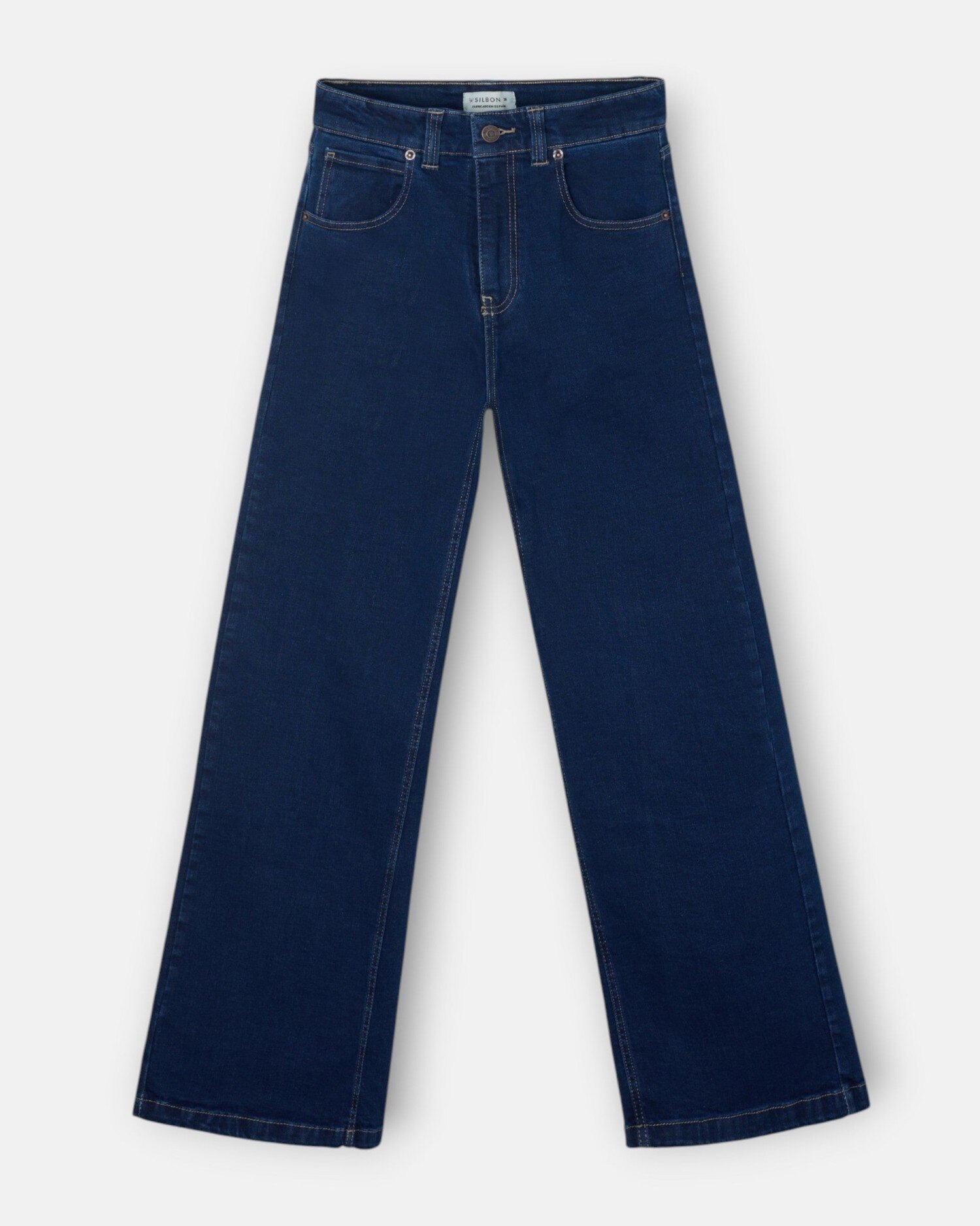 Calças À Boca de Sino Denim Azul Azul denim-4