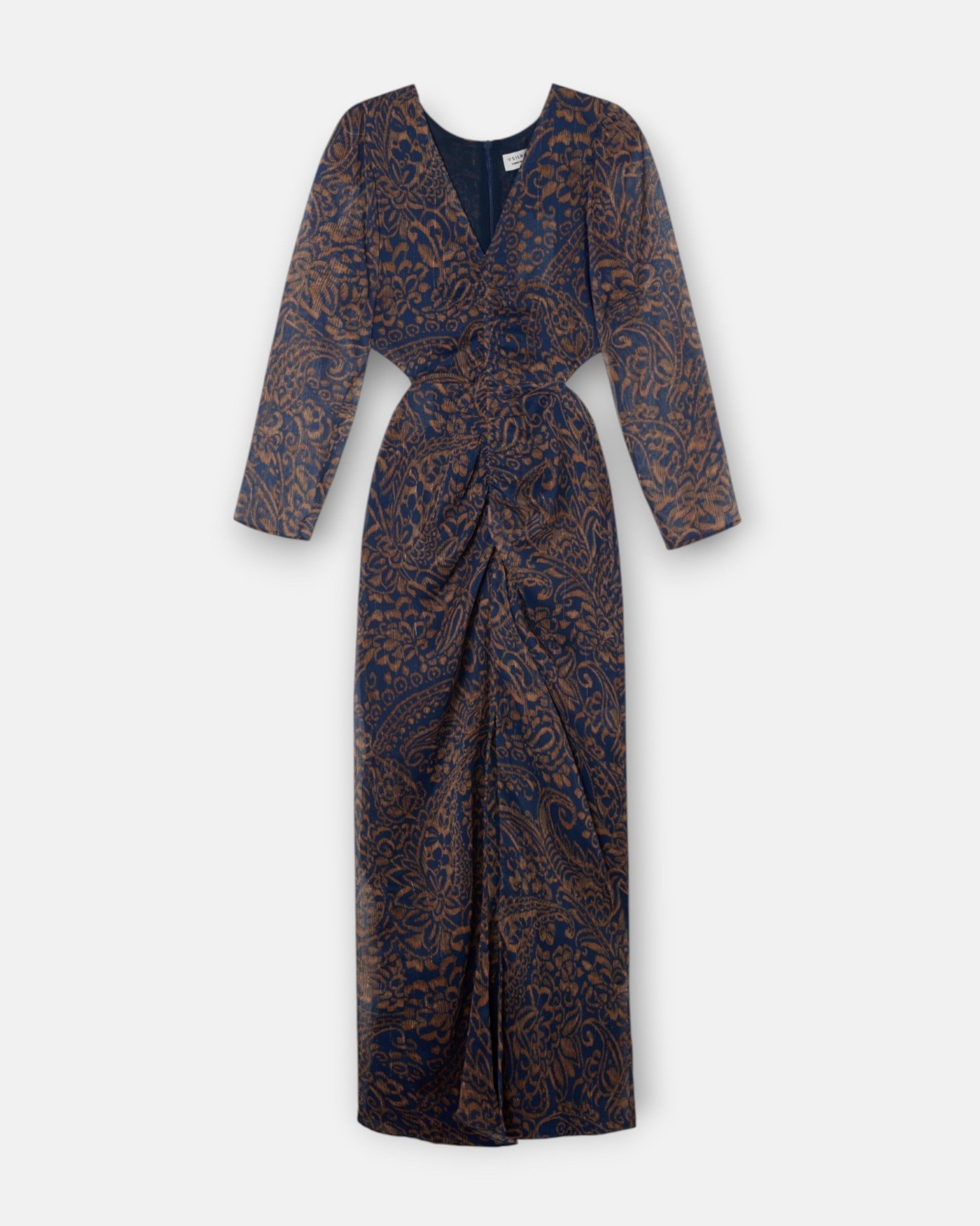 Vestido Cut Out Estampado Cachemir em Azul Azul-1