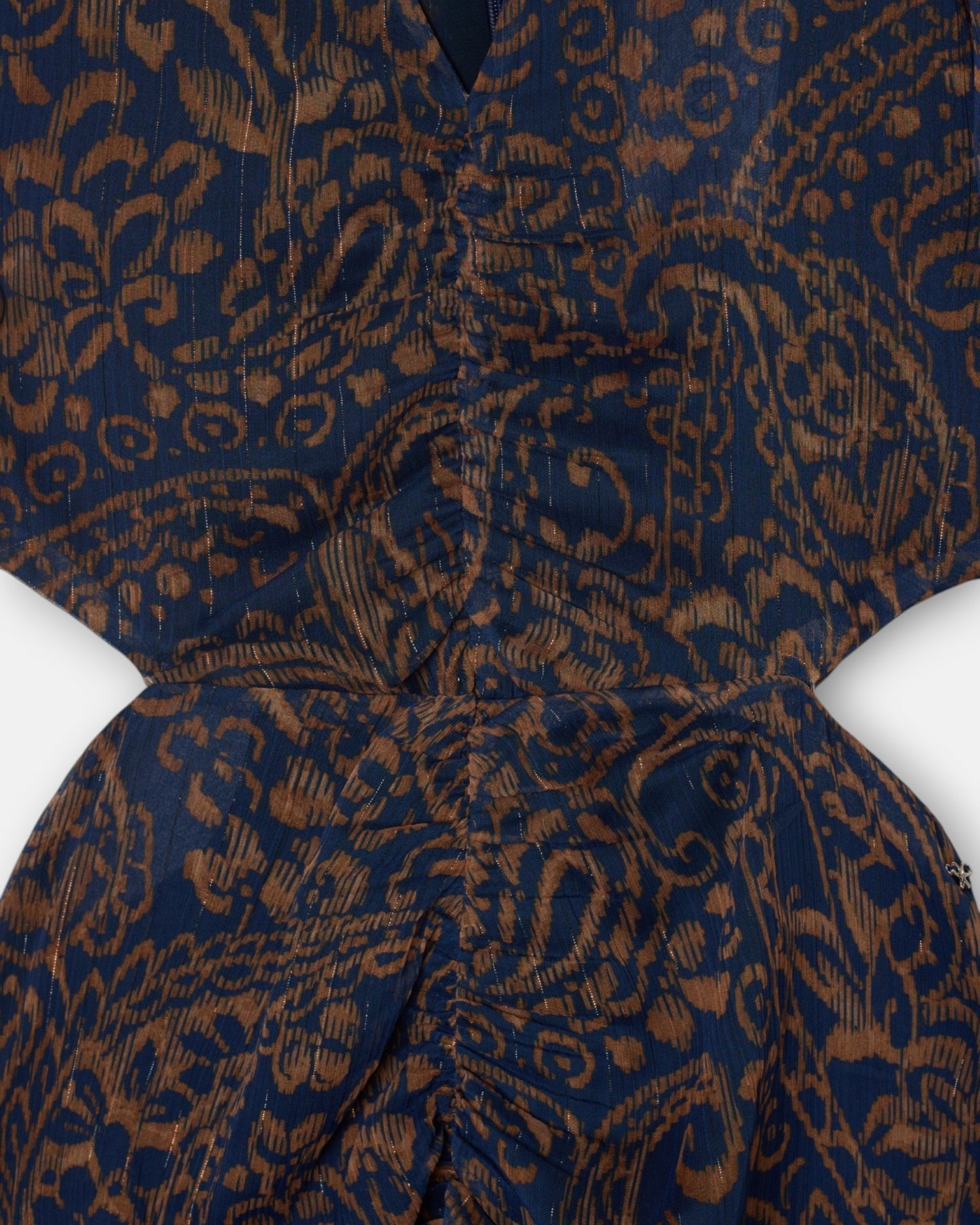 Vestido Cut Out Estampado Cachemir em Azul Azul-3