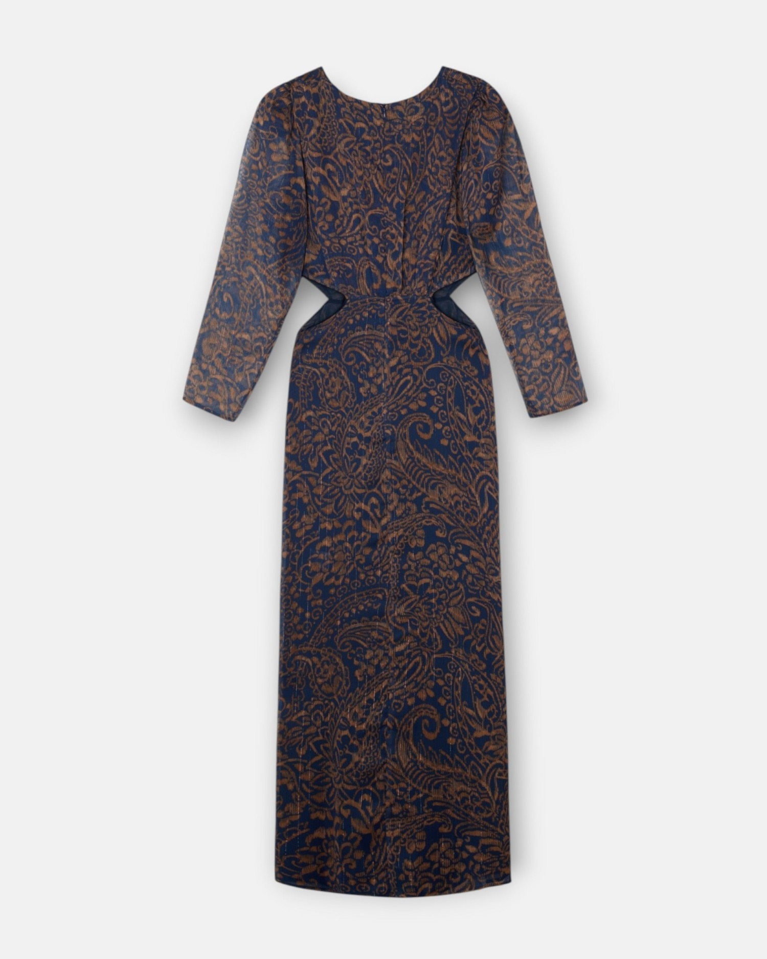 Vestido Cut Out Estampado Cachemir em Azul Azul-4