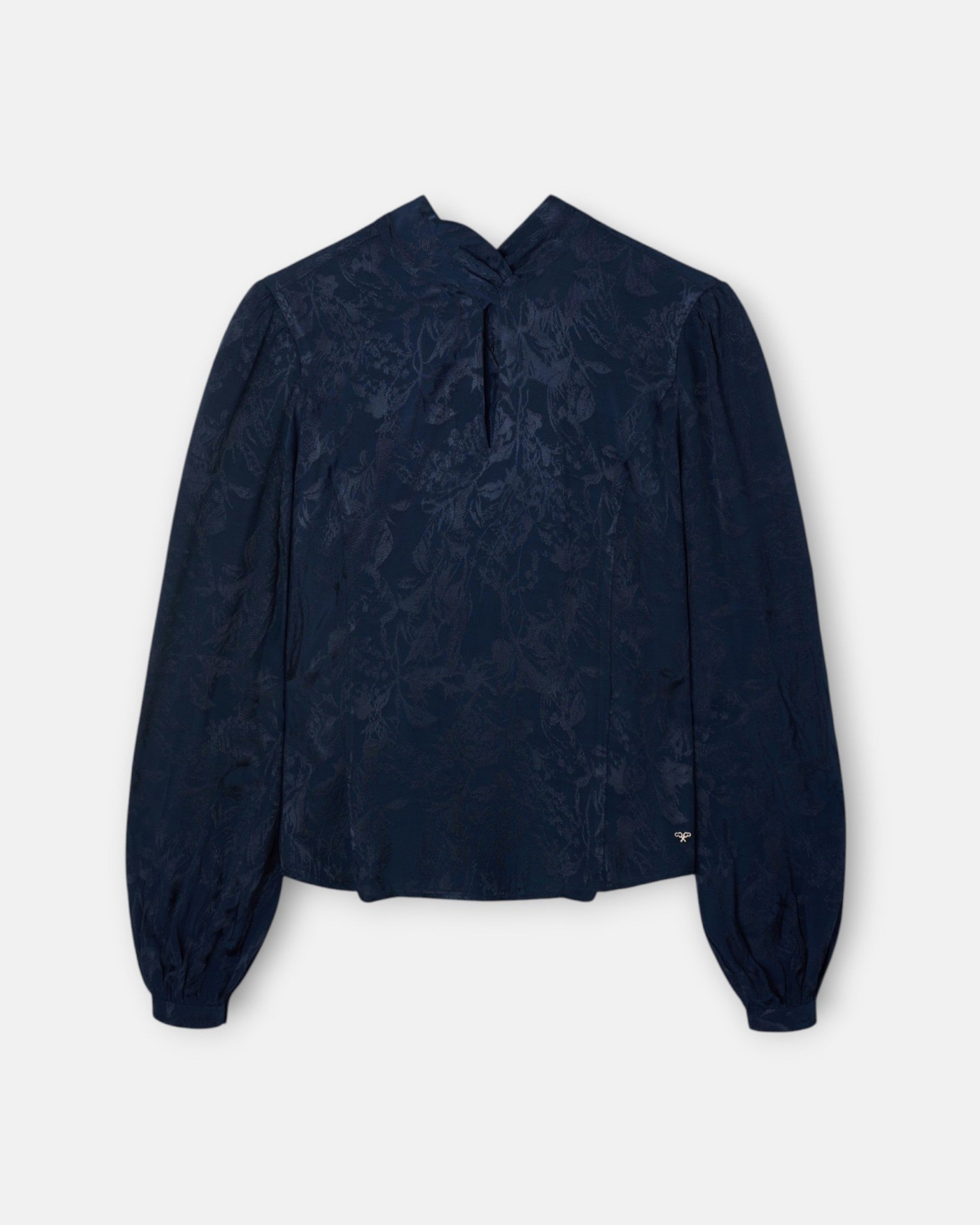 Imagem 0 de Blusa com Tira de Gola Jacquard Azul