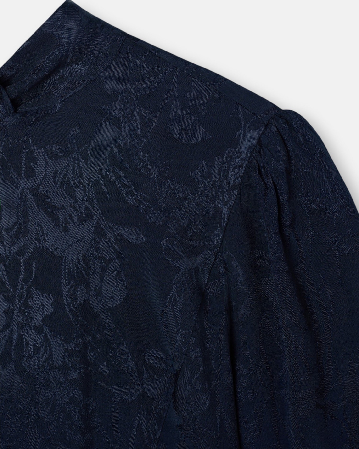 Blusa com Tira de Gola Jacquard Azul Azul-2