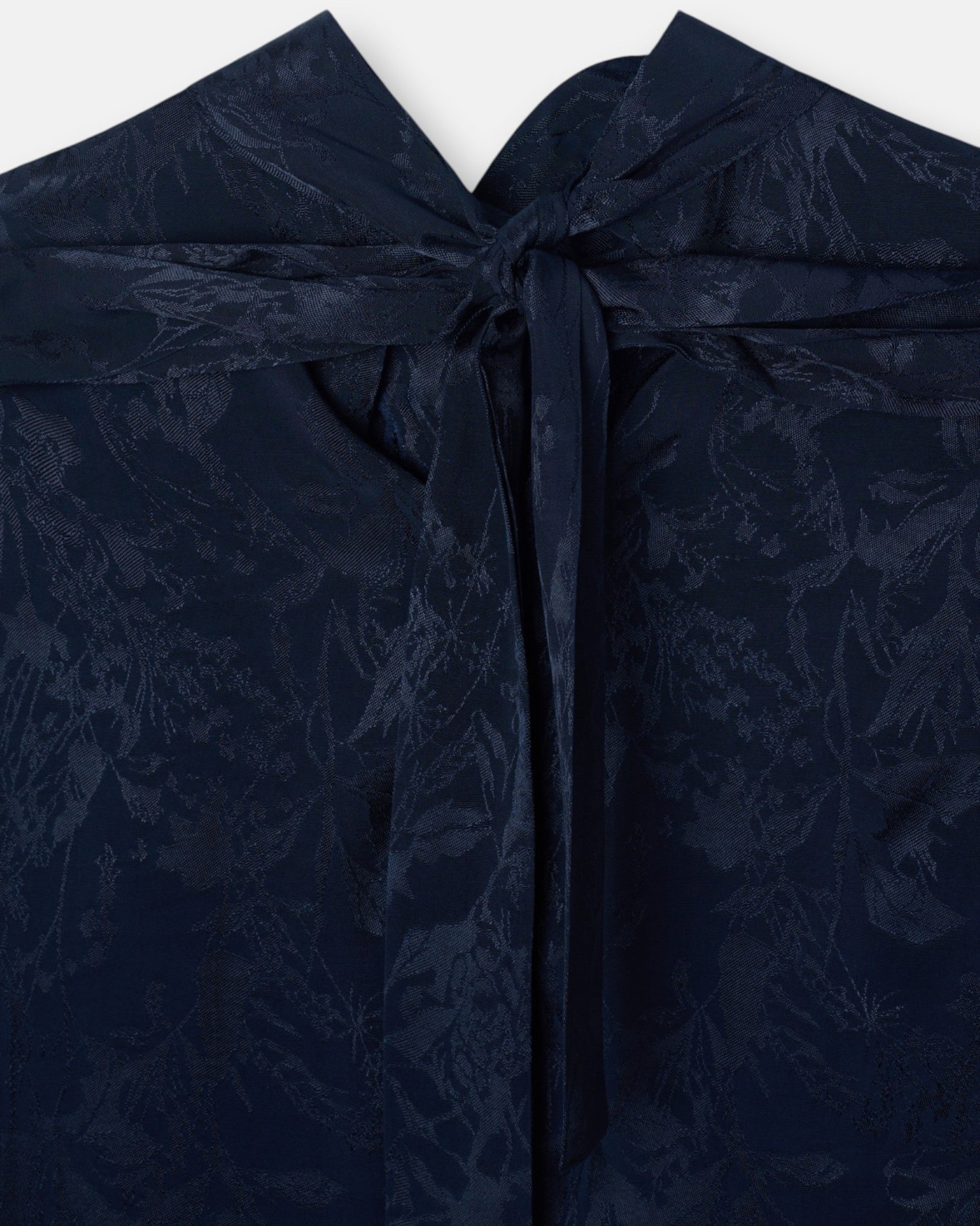 Blusa com Tira de Gola Jacquard Azul Azul-5