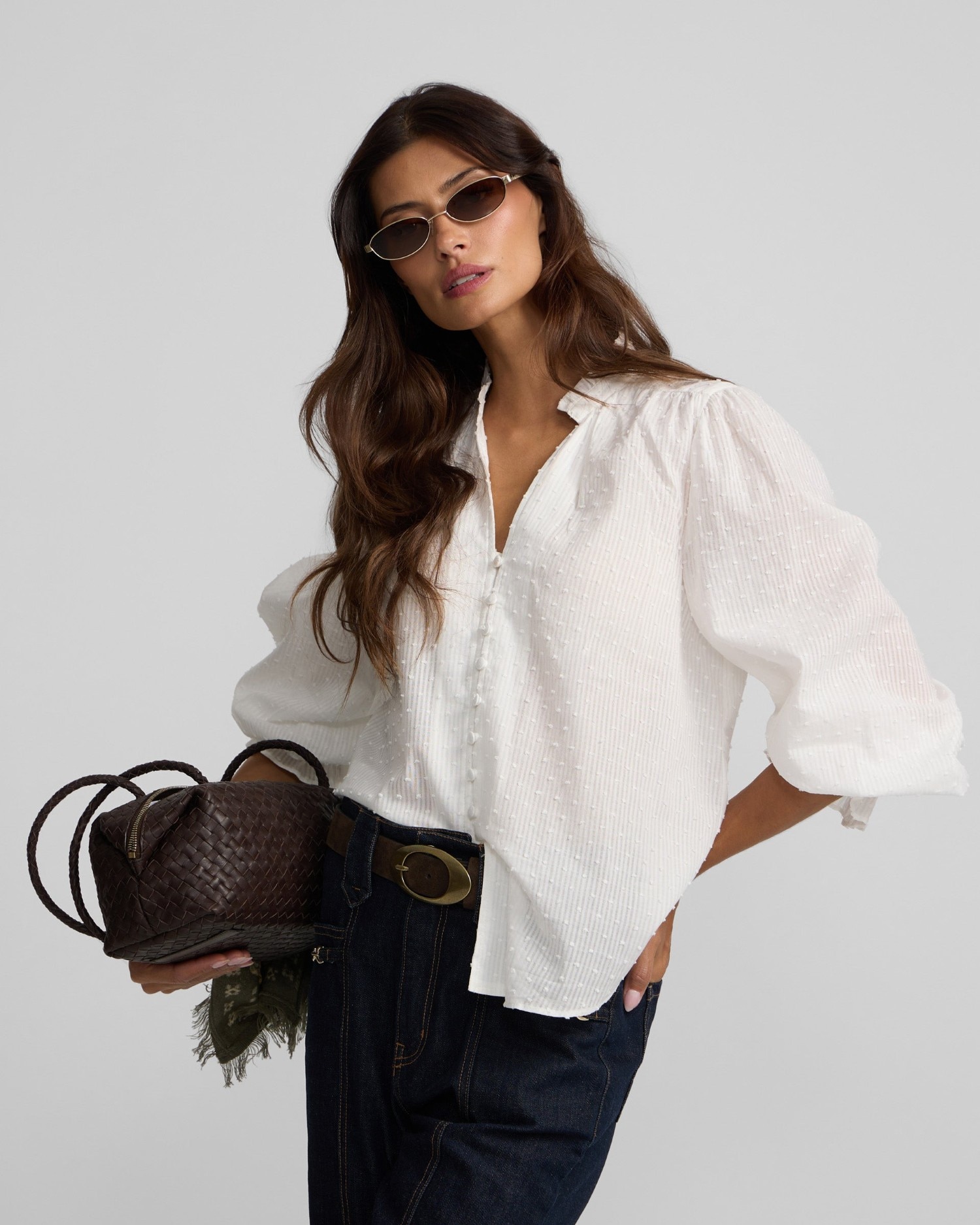 Imagem 0 de Blusa com Folhos Plumetti em Branco