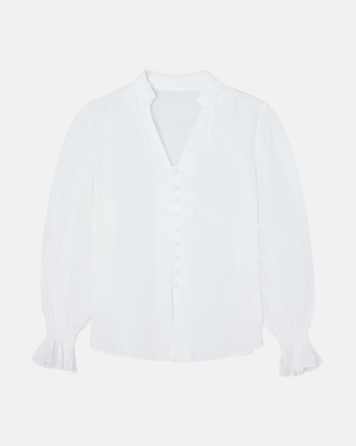 Blusa com Folhos Plumetti em Branco Branco-4