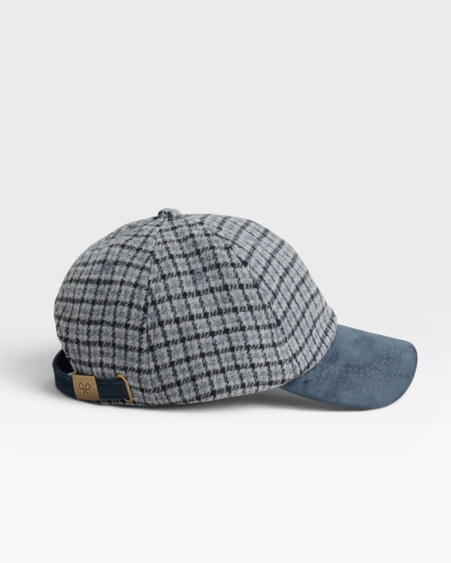 Boné Aos Quadrados com Raquete Bordada Cinzento-4