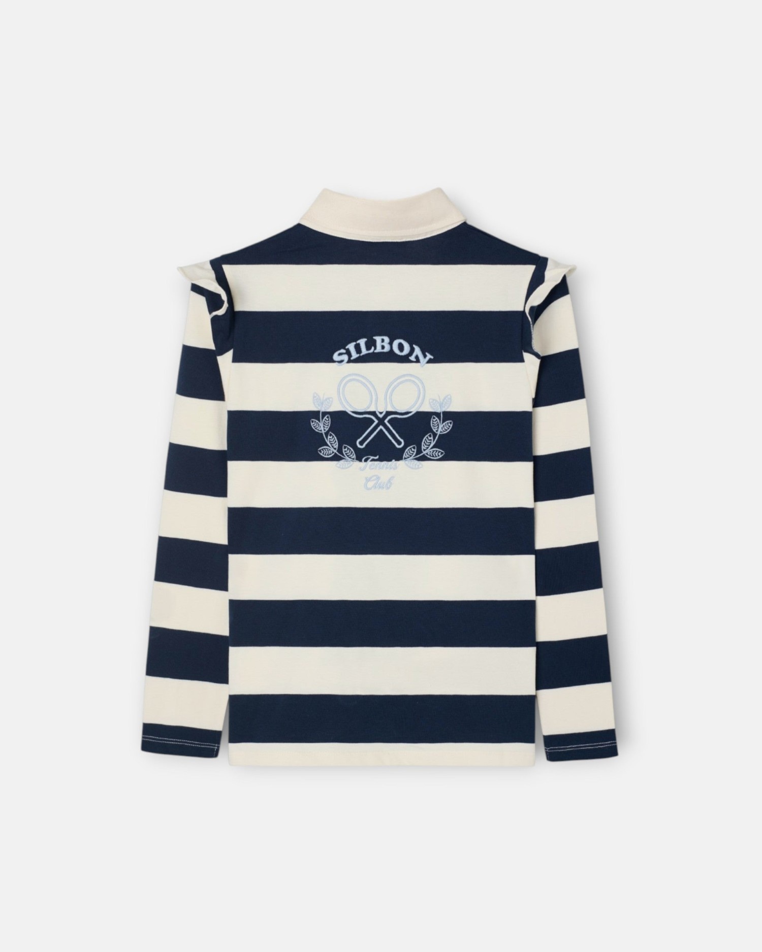 Polo Infantil de Manga Comprida Às Riscas Azul-marinho-3