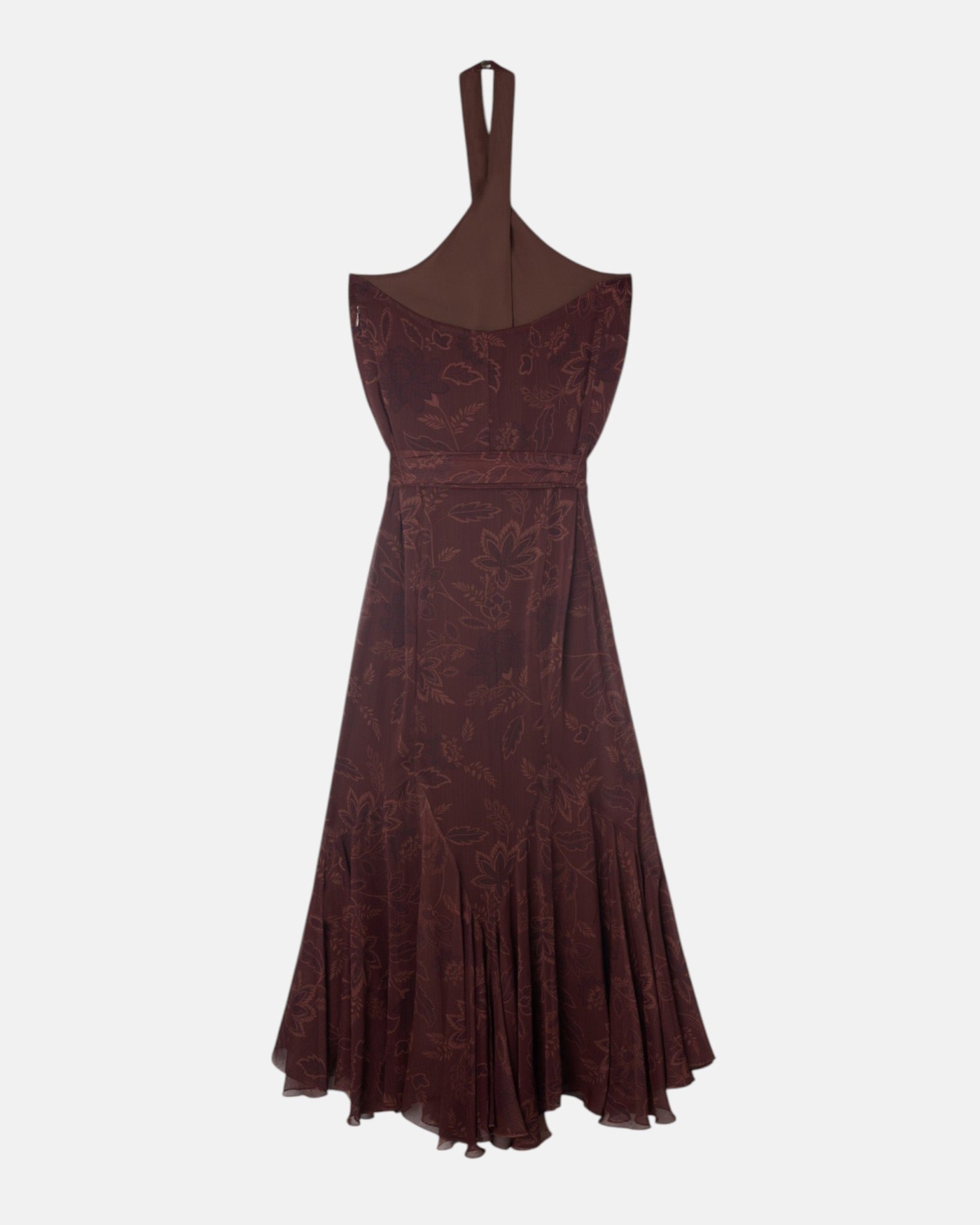 Vestido Gola Halter Estampado em Castanho Castanho-5