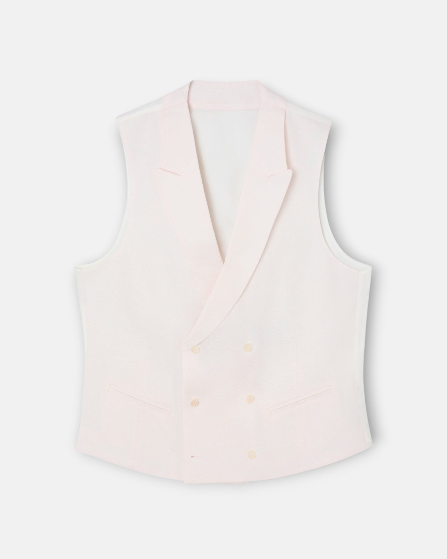 Colete de Fraque com Botões Duplos Rosa-claro-4
