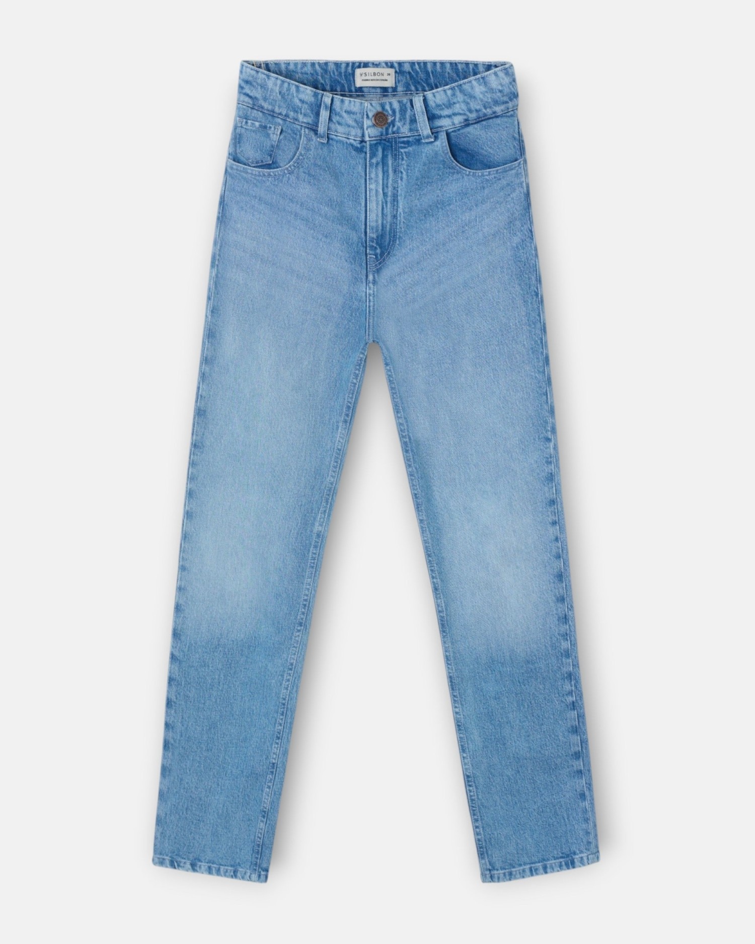 Calças com Corte a Direito Denim Azul-4