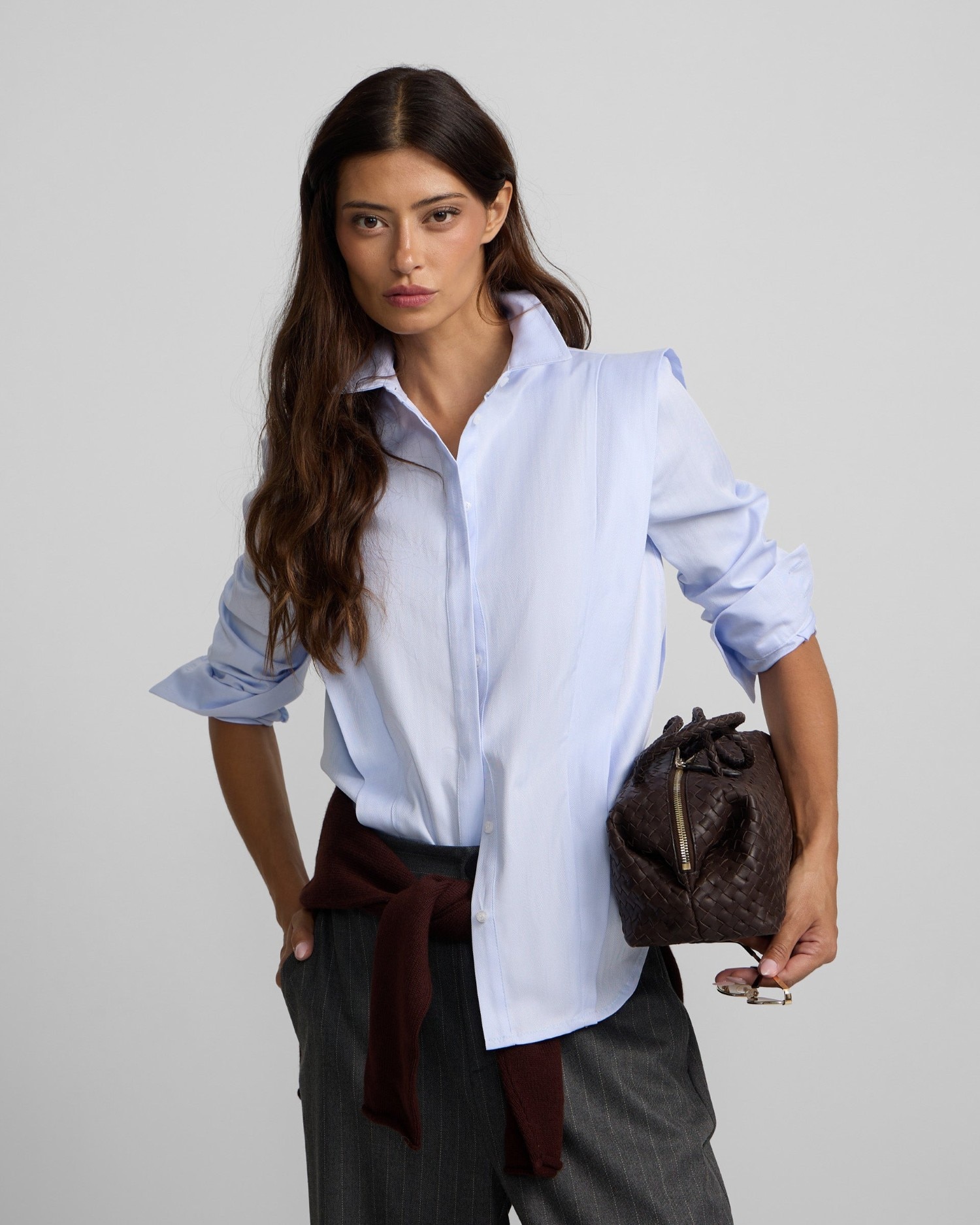 Camisa Estruturada Espiga Azul-3