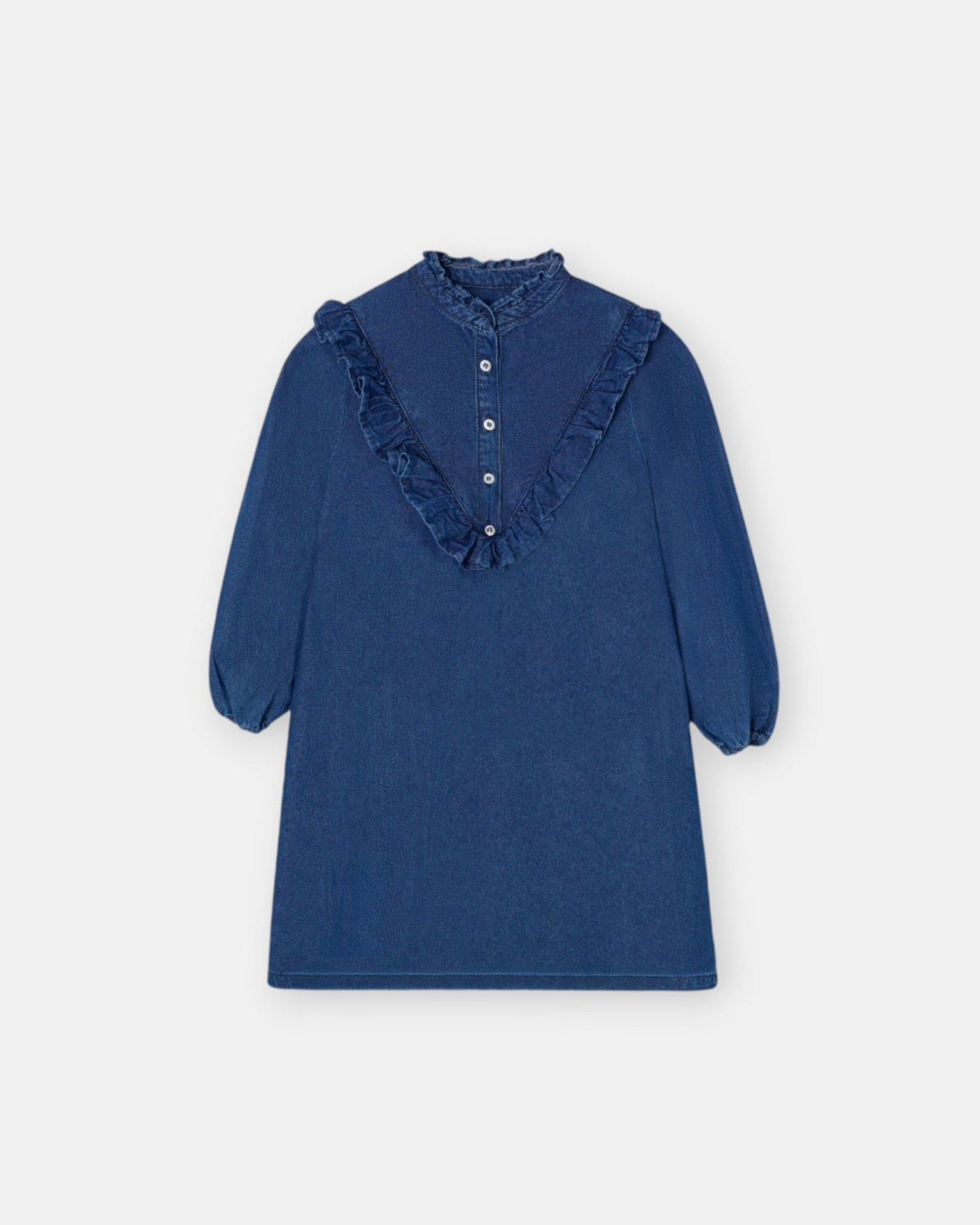 Imagem 0 de Vestido Denim Infantil com Folhos