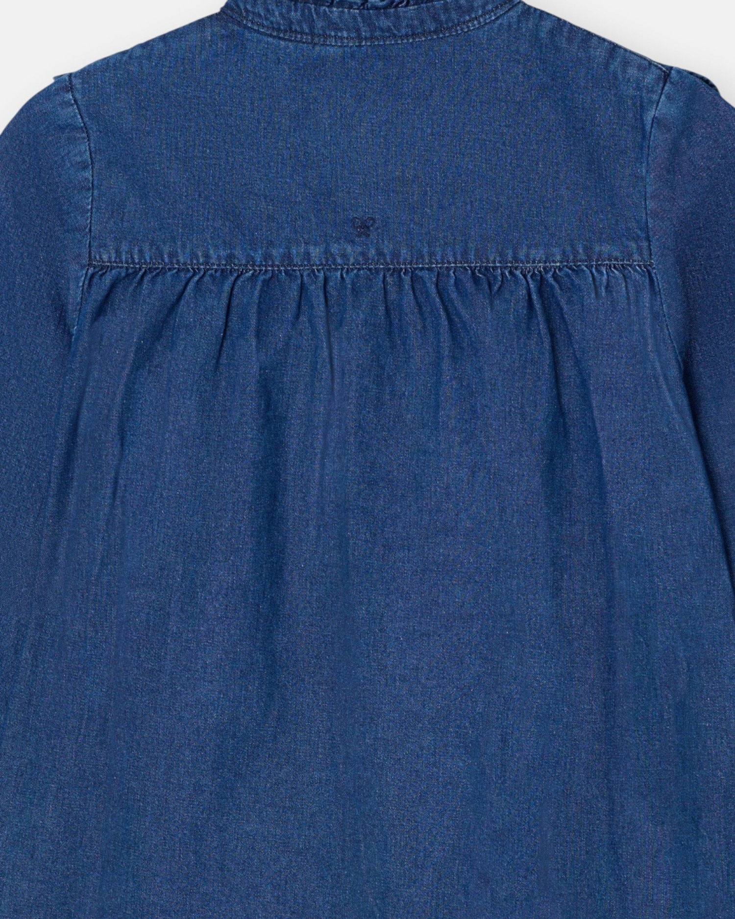 Vestido Denim Infantil com Folhos Azul denim-3